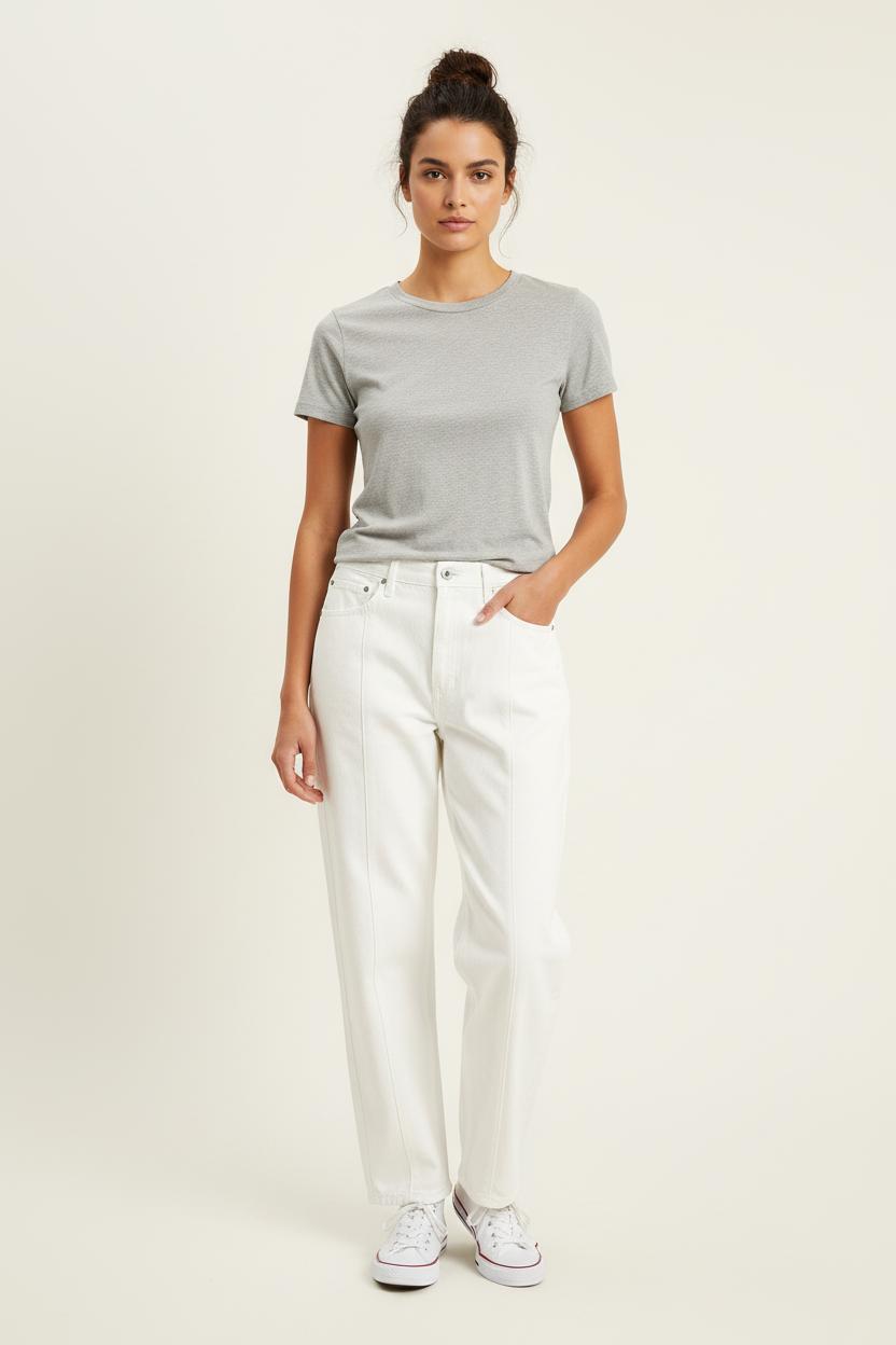 Cropped slim jeans with studs LEVI'S - Seconde main White