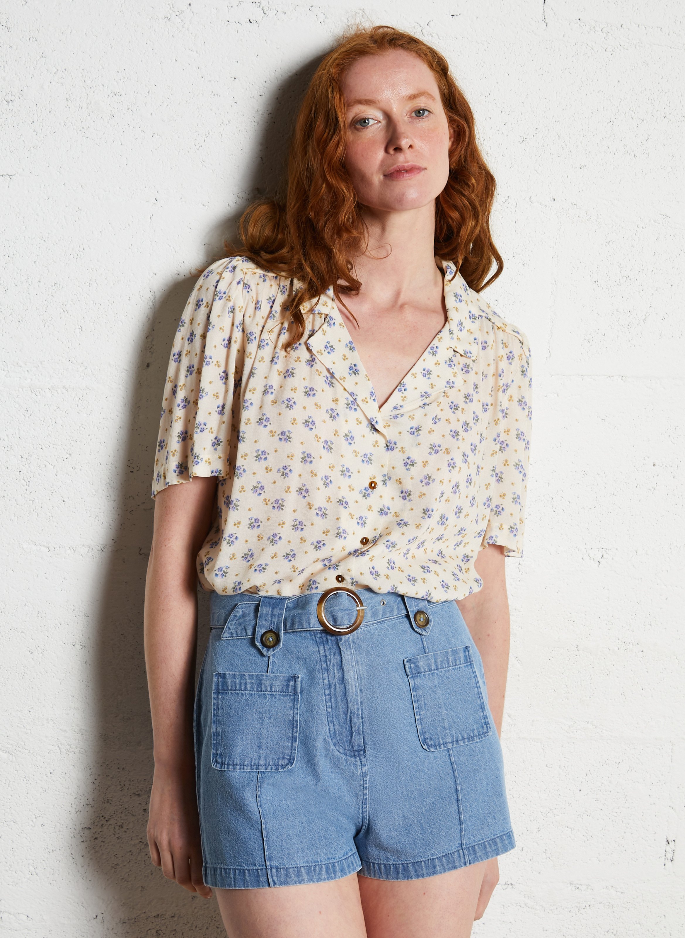 Overhemd met bedrukte revers EMILE ET IDA Blauw