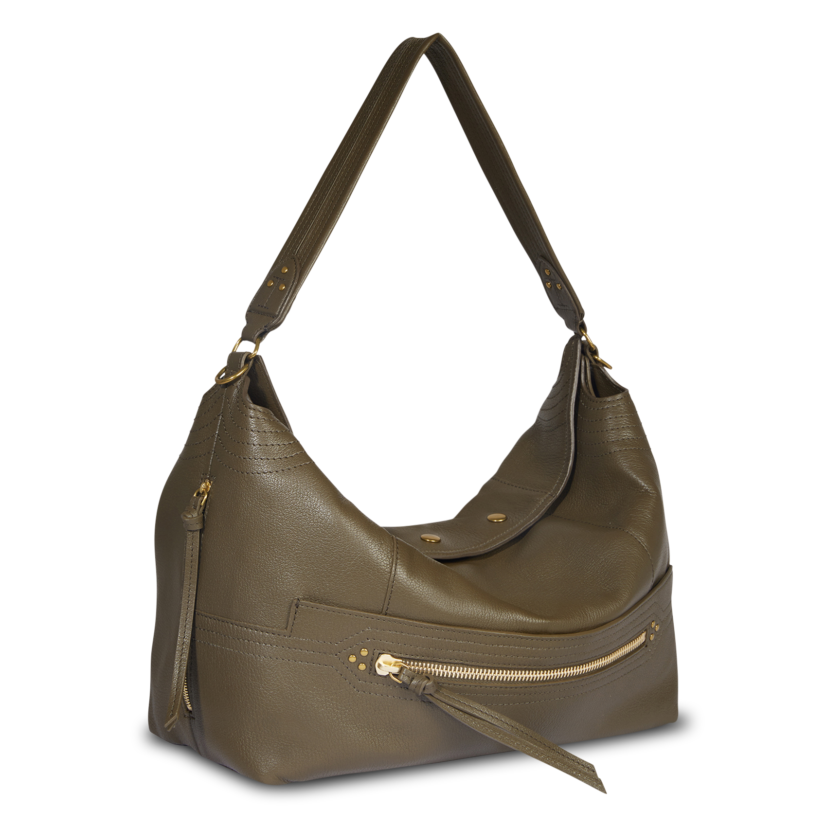 Sac baguette en cuir JEROME DREYFUSS Kaki