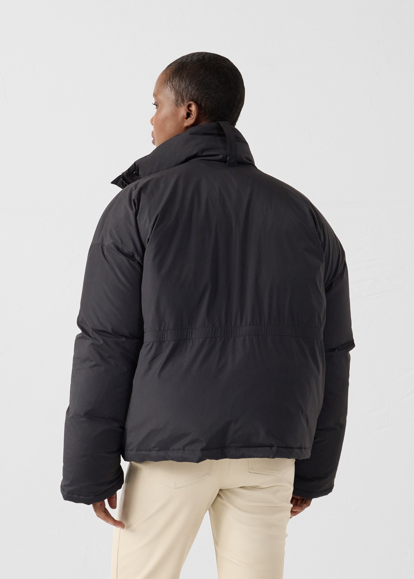 Extreme cold weather puffer jacket with removable scarf Claude JOTT Black