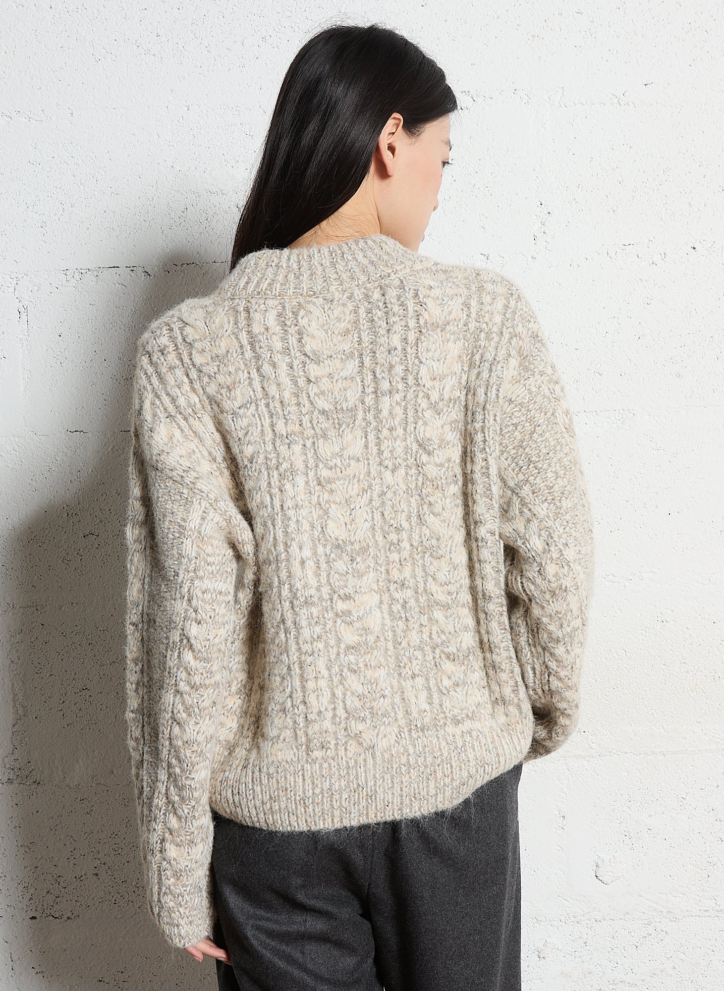 Pull ample col montant en maille chinée  MAISON 123 Beige