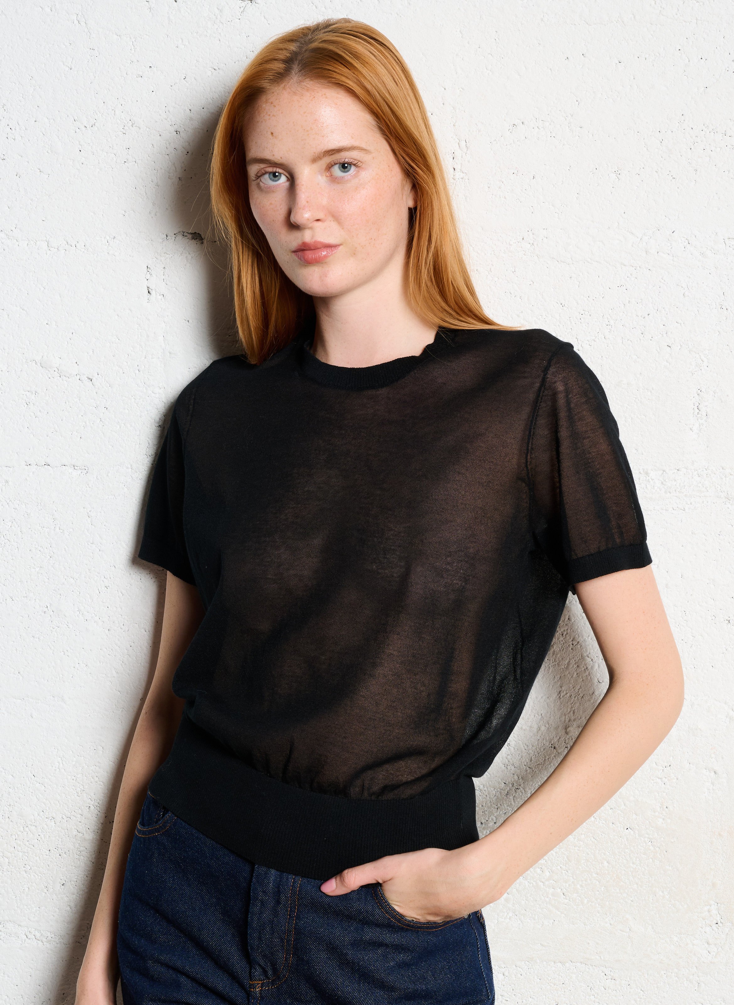 Pull col rond en coton mélangé SOEUR Noir