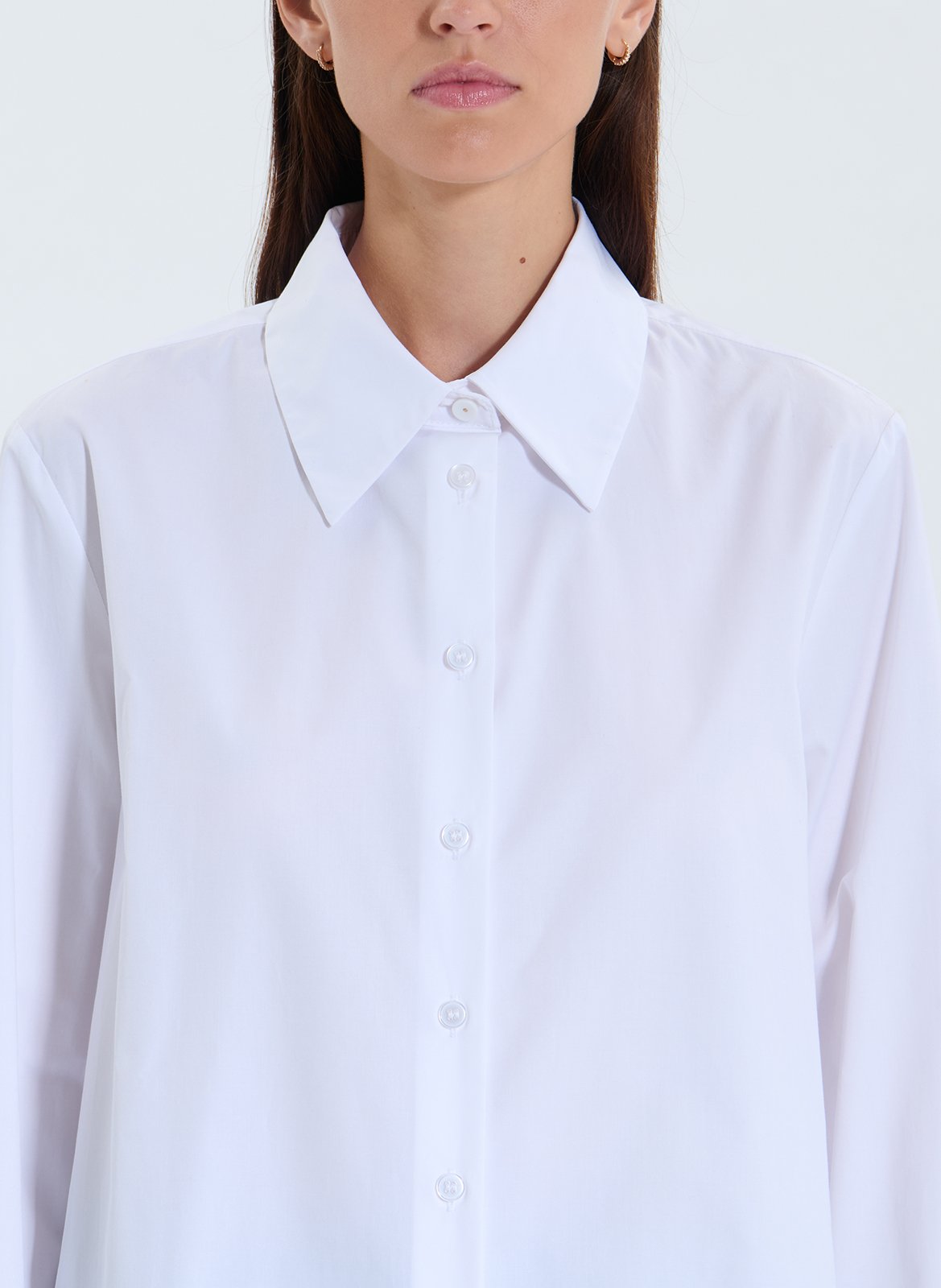 Chemise col classique manches contrastantes en coton ZAPA White