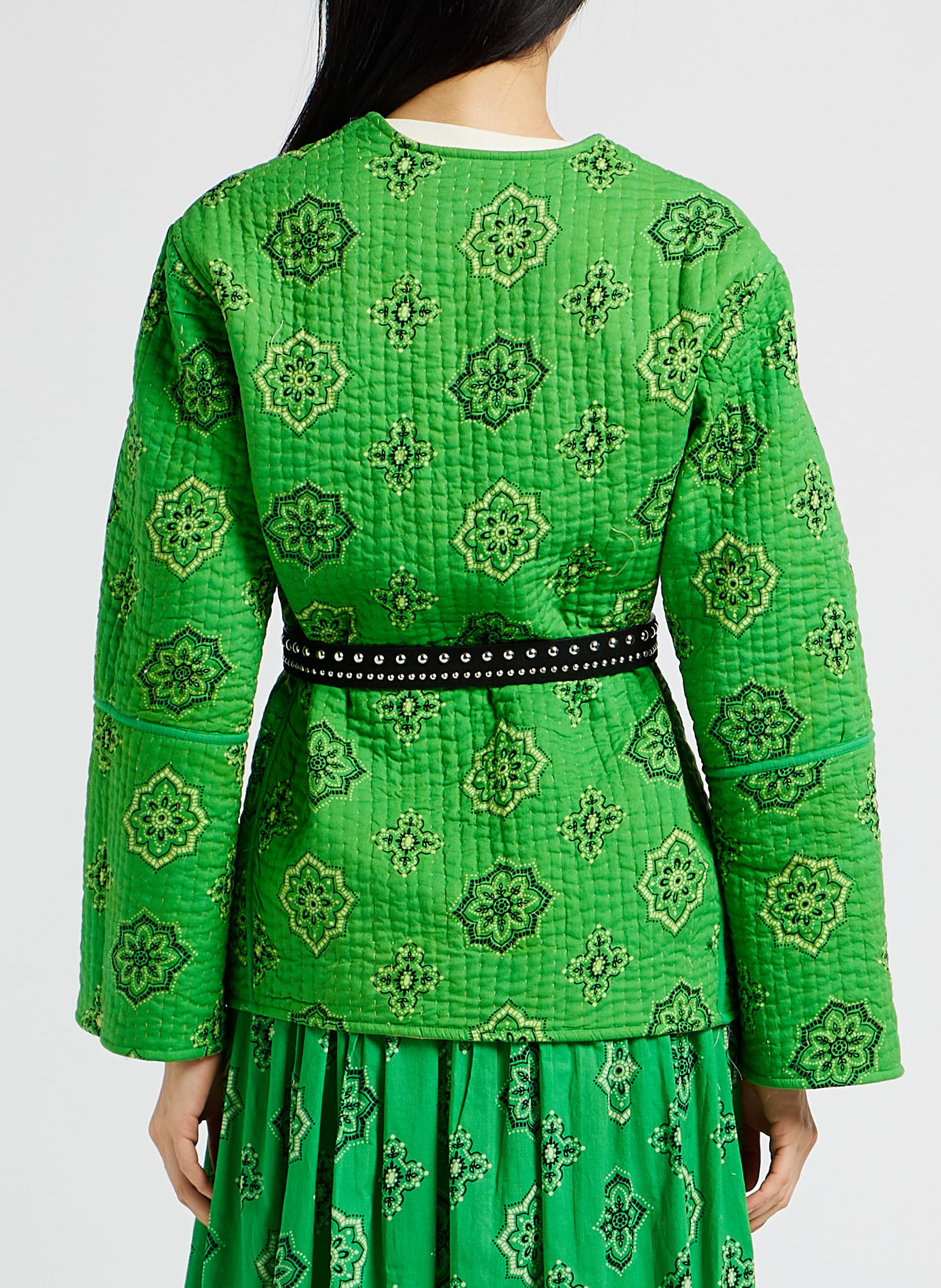 Wendbare Kimonojacke aus bedruckter Baumwolle SWILDENS Grun