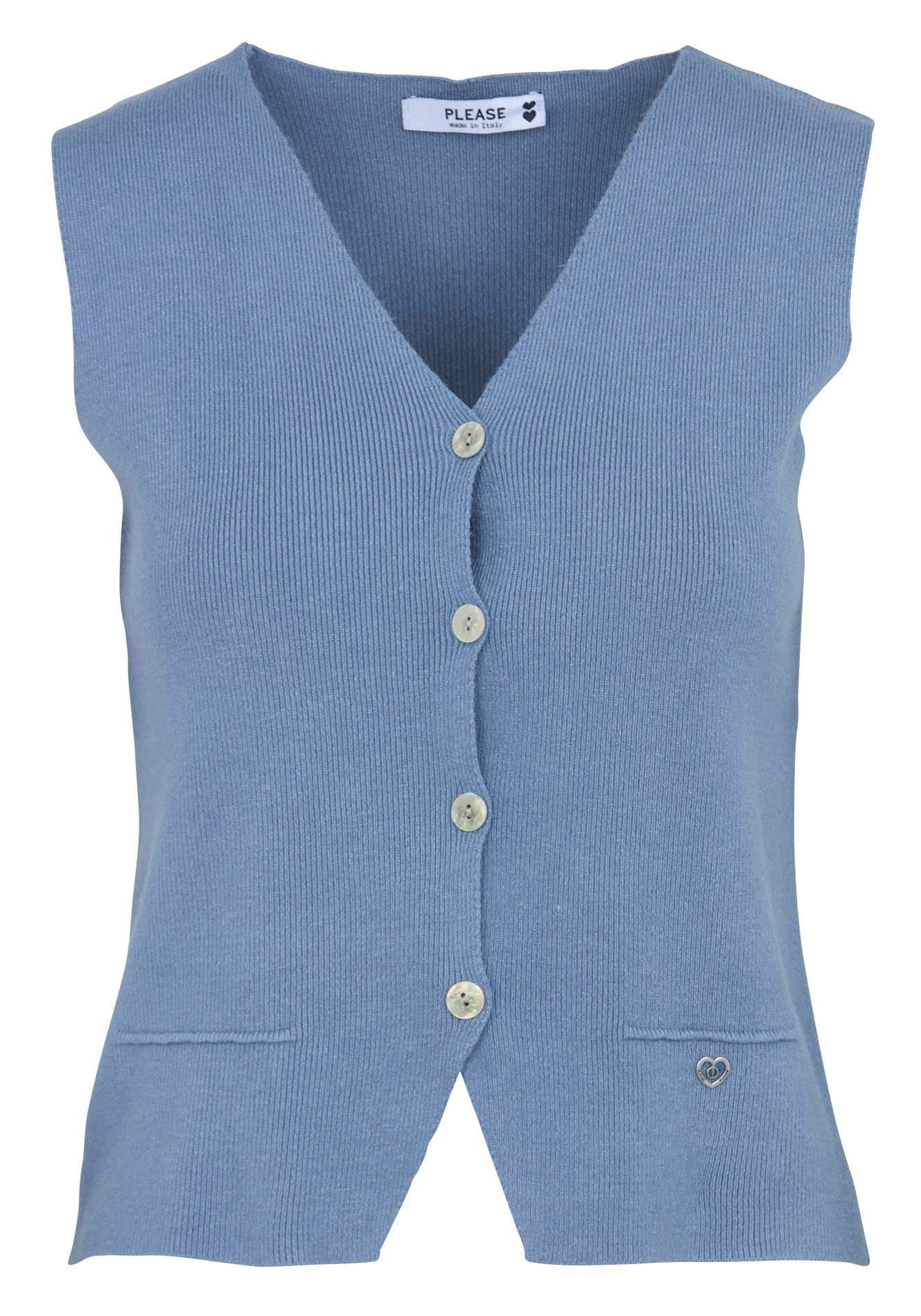 Gerade geschnittene Weste mit V-Ausschnitt  Jeans chiaro