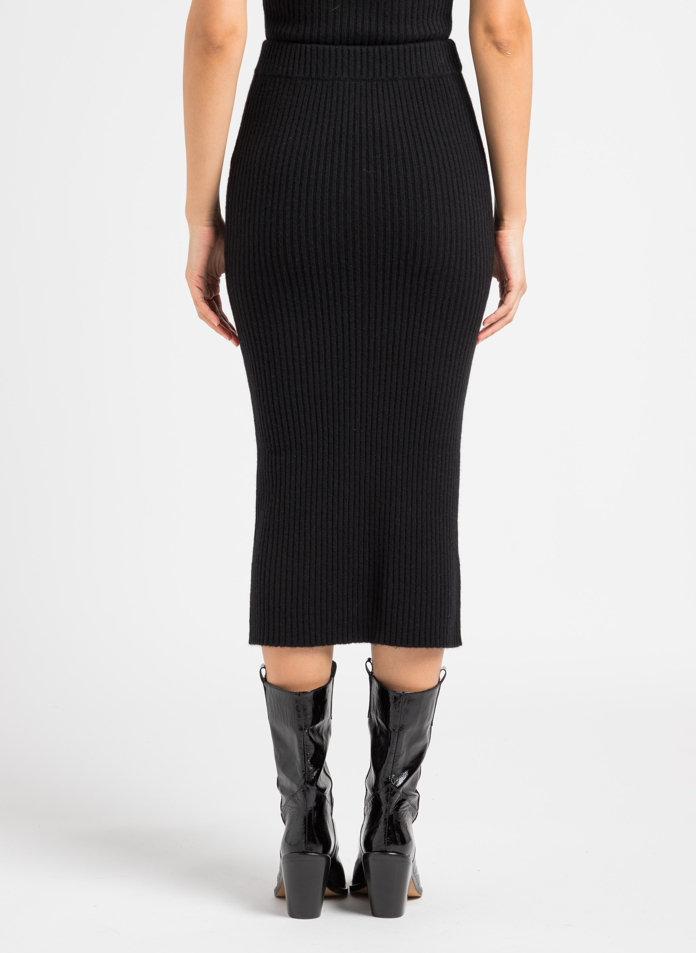 Gerader Midi-Rock aus Wollmix IRO Schwarz