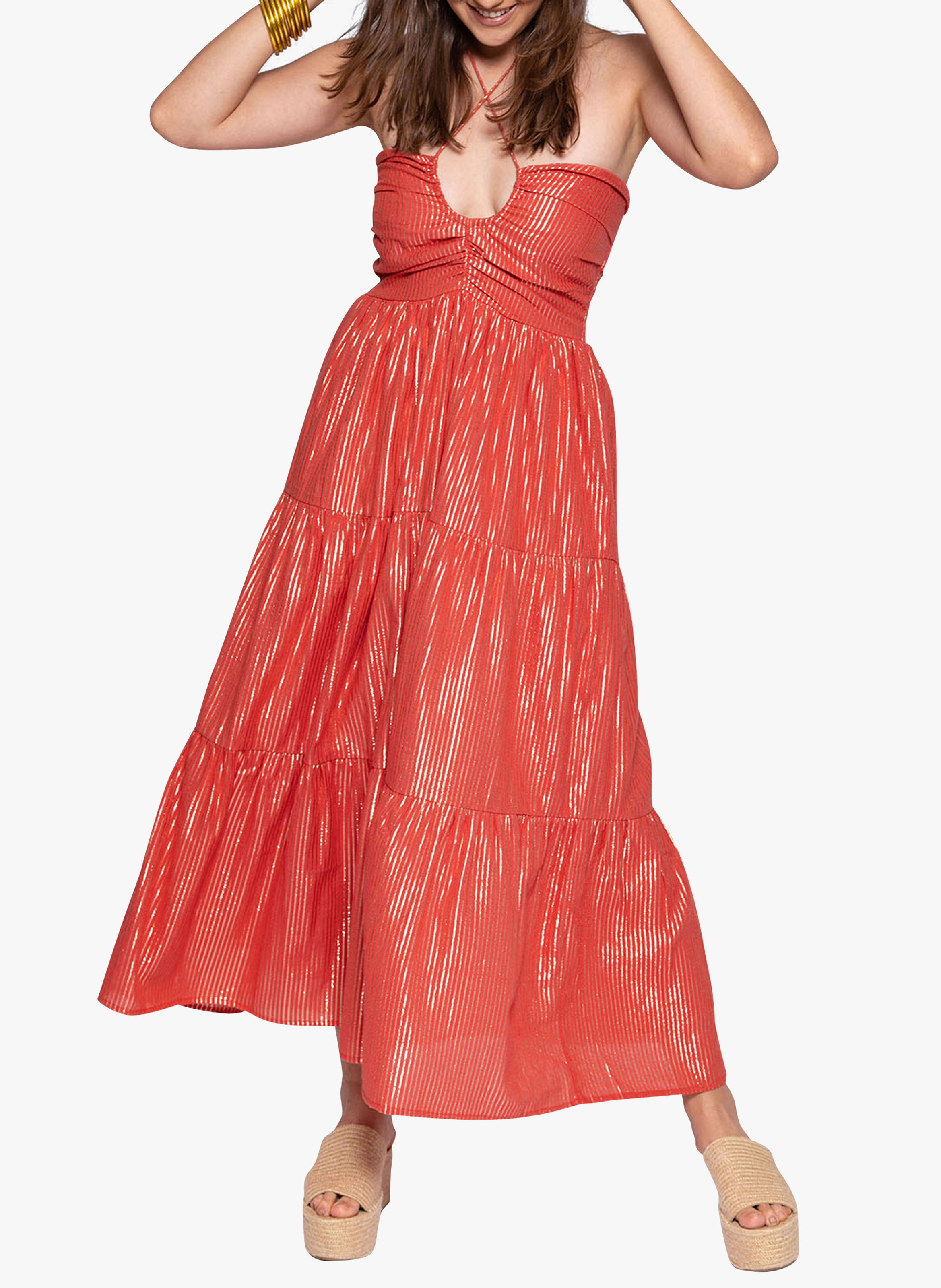 Robe longue en coton mélangé SUNDRESS Rose