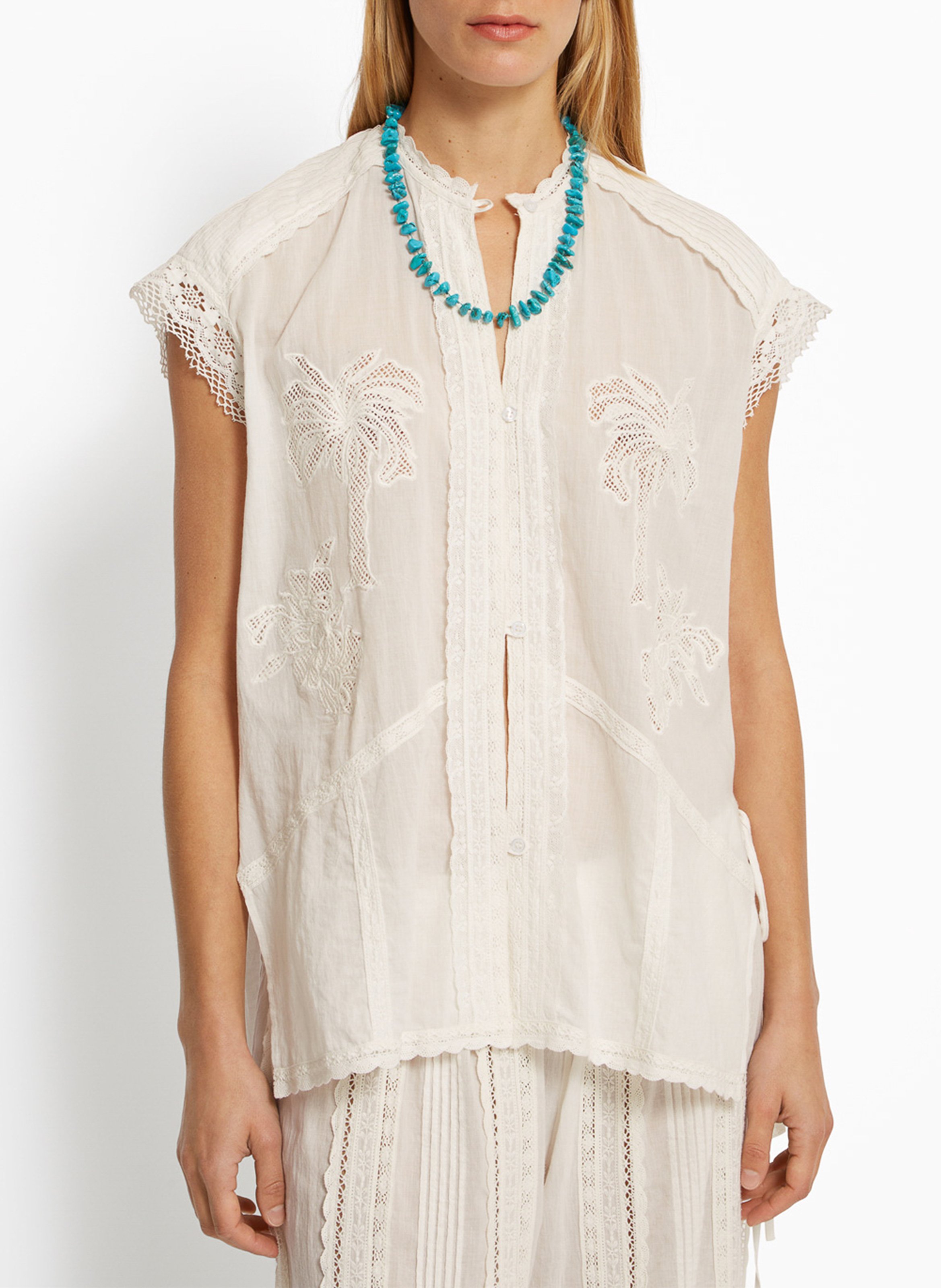 Blouse col rond en coton ROSEANNA Blanc