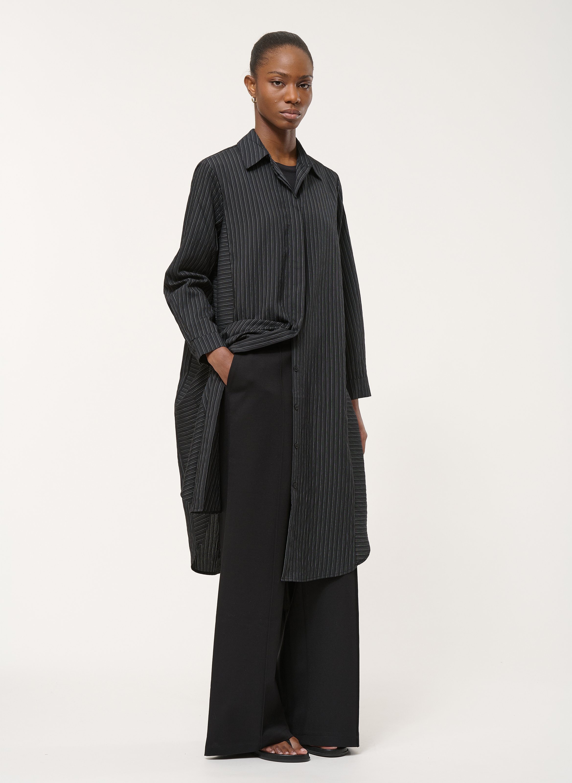 Robe chemise ample rayée HUMILITY Noir