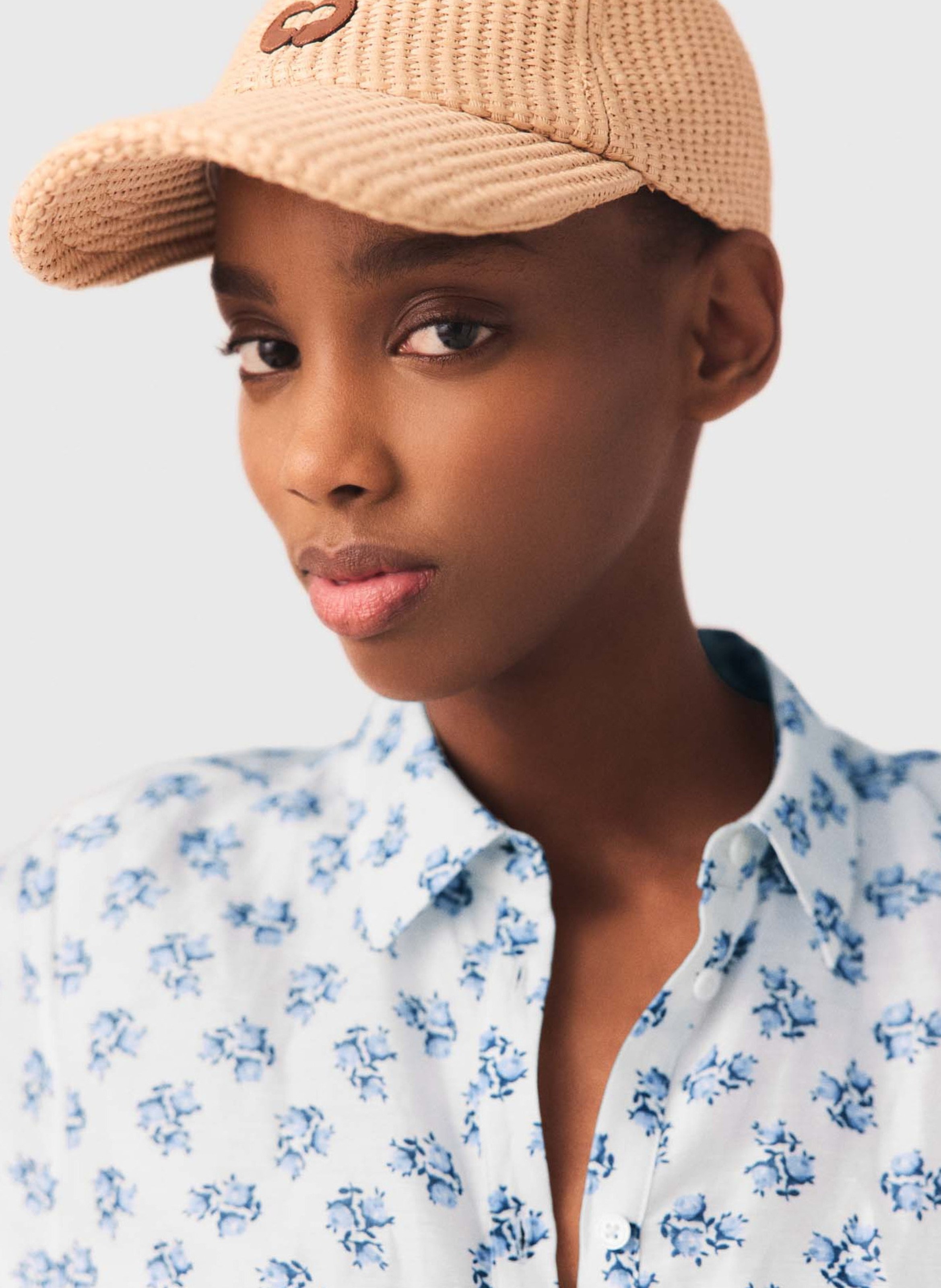 Gewebte Raphia-Kappe mit Logo MAJE Beige