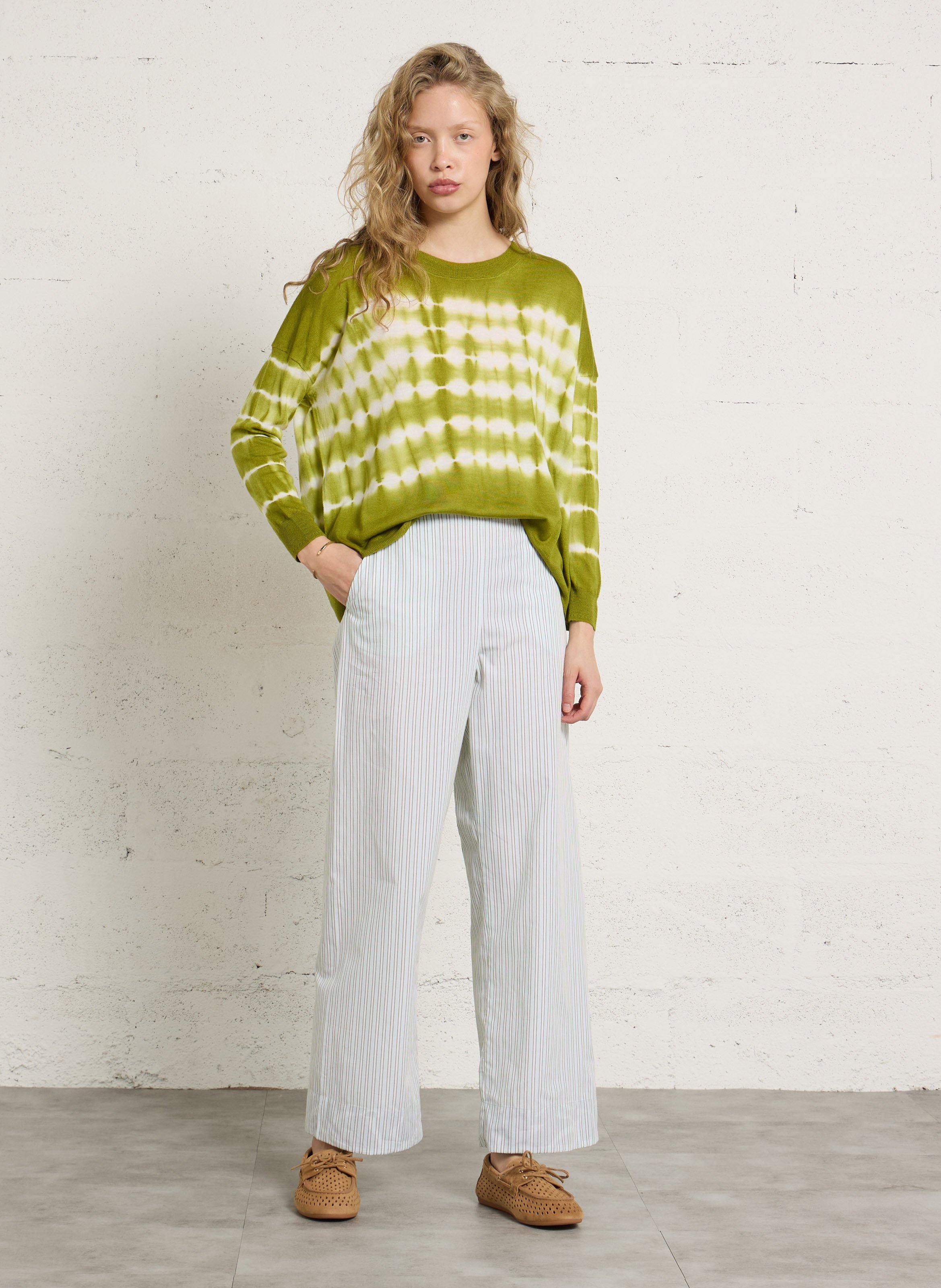 Gerade geschnittene Baumwollhose mit Streifen  BELLA JONES Grun