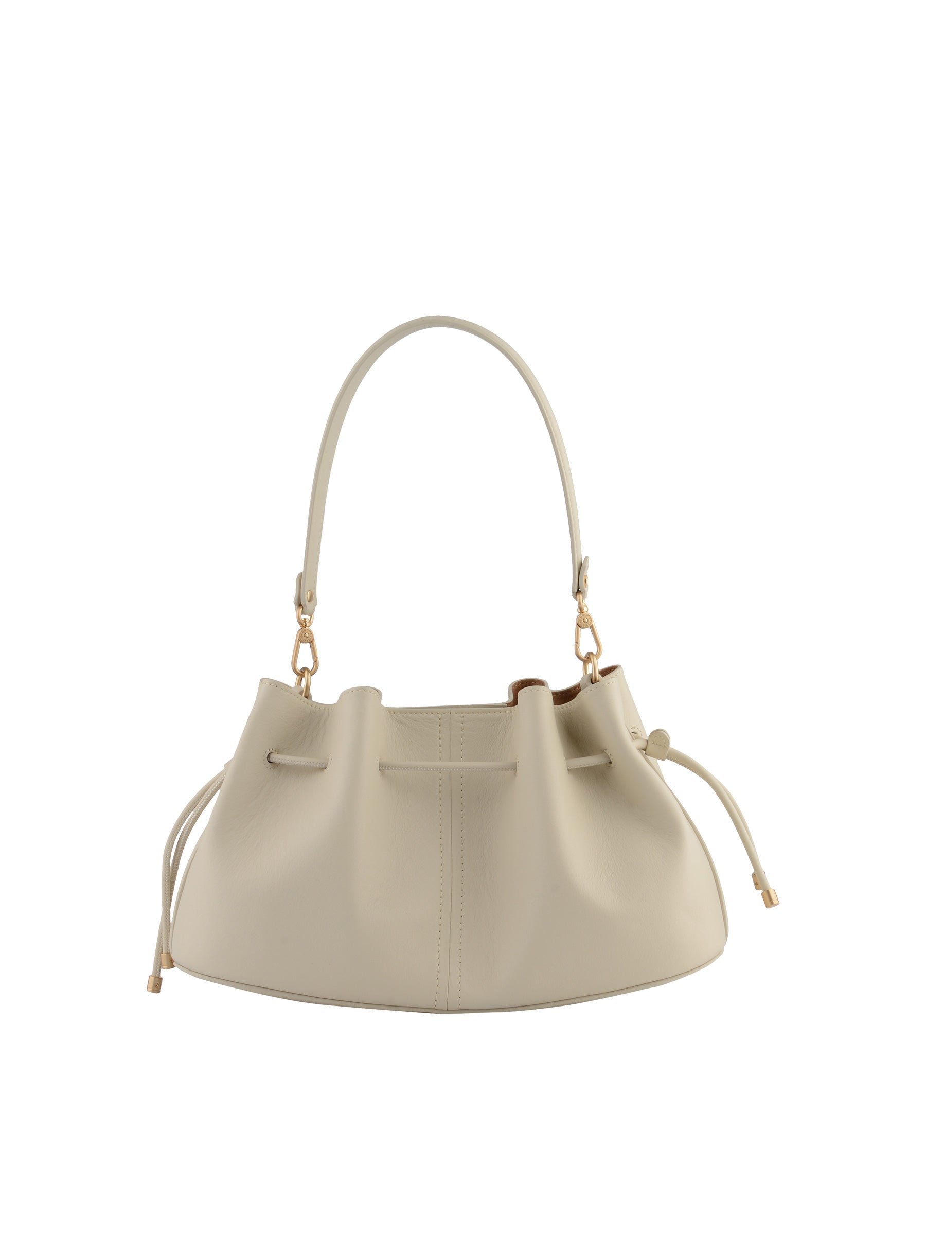 Calfskin leather shoulder bag POURCHET Beige