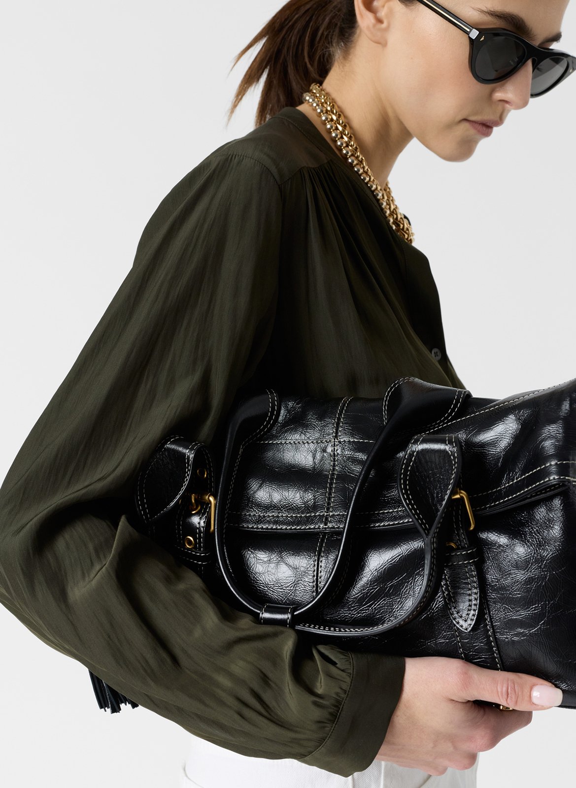 Chemisier droit col rond uni GERARD DAREL Vert