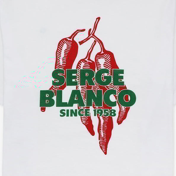 Round neck T-shirt with chili peppers printed on the back in cotton. SERGE BLANCO White