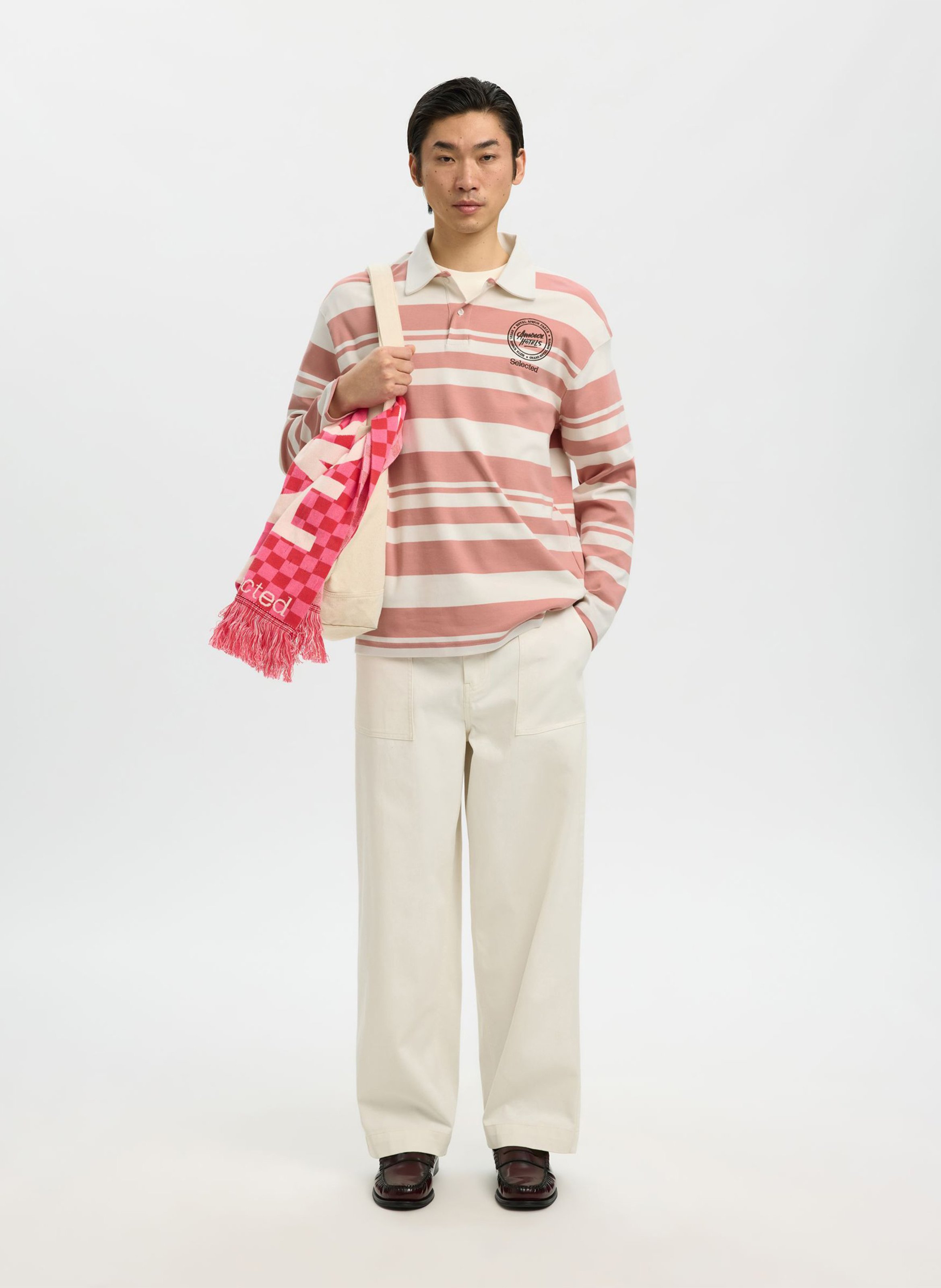 Polo à rayures SELECTED Beige