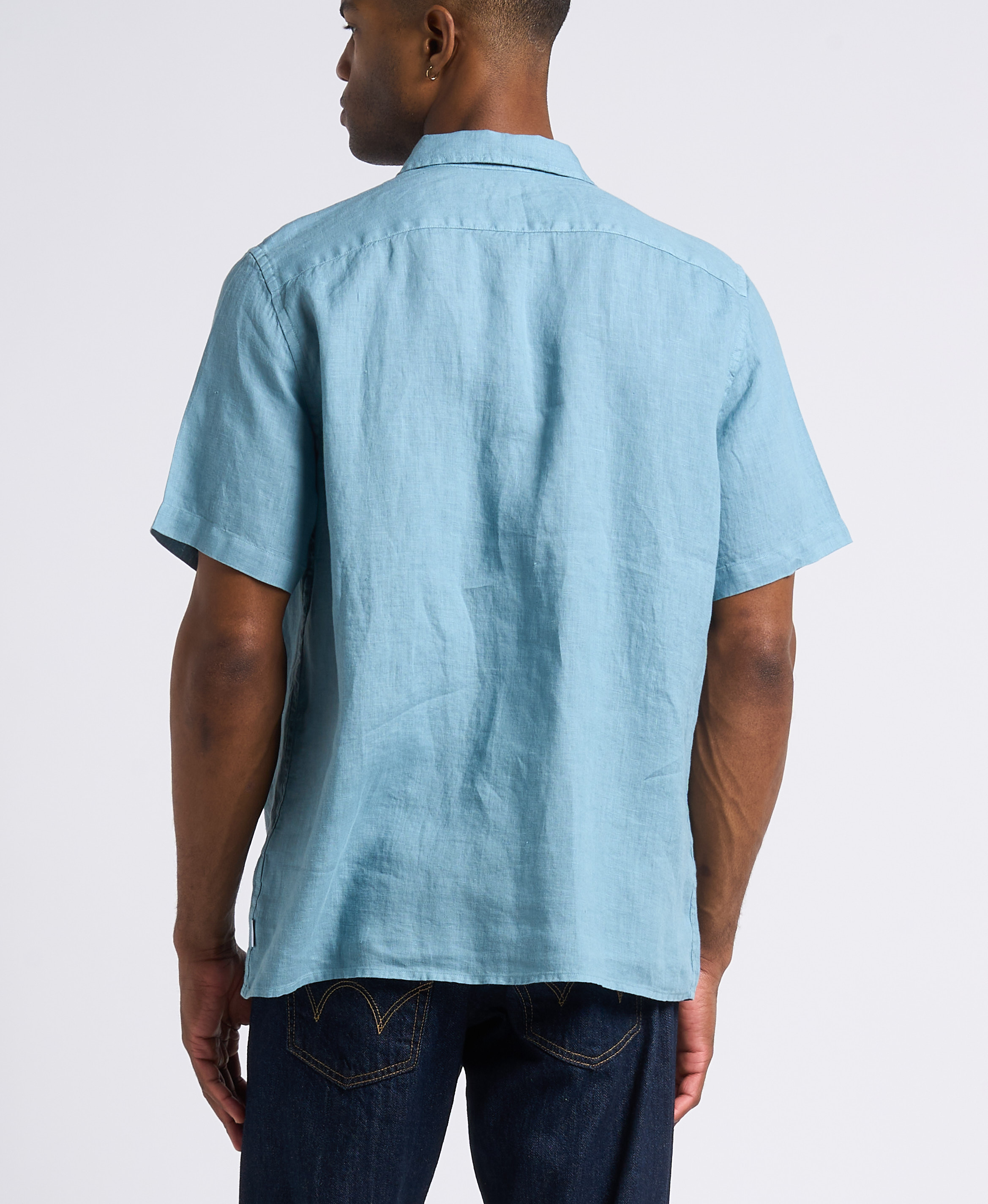 Straight linen shirt with Cuban collar PAUL SMITH Blue