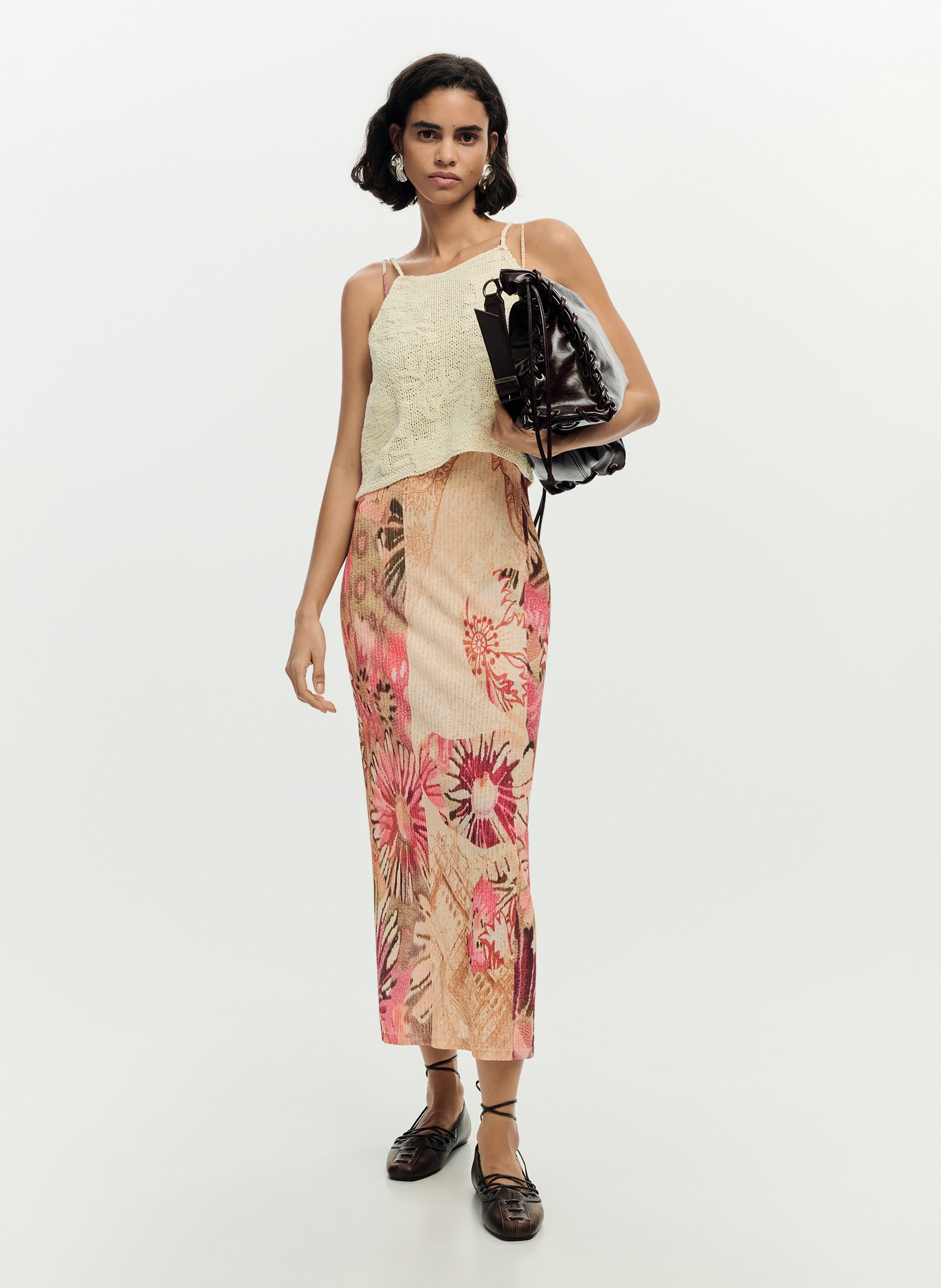 Robe midi imprimée DESIGUAL Blanc