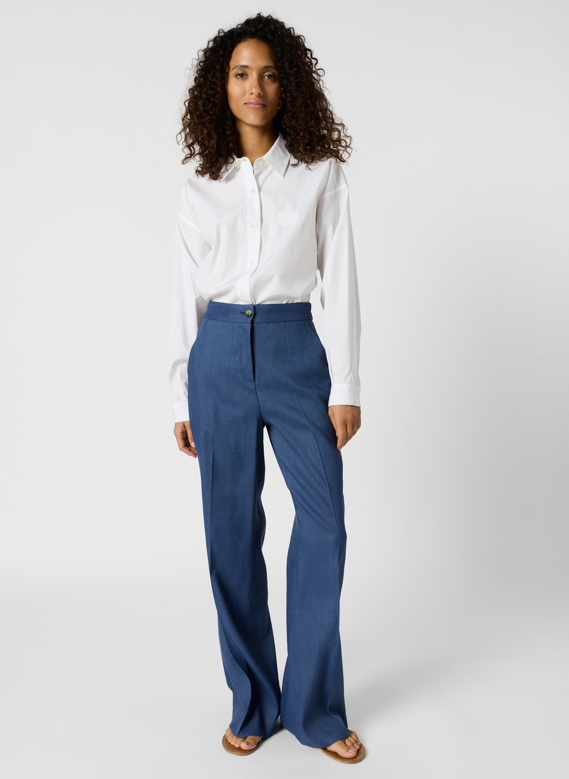 Pantalon droit en lin mélangé GERARD DAREL Bleu