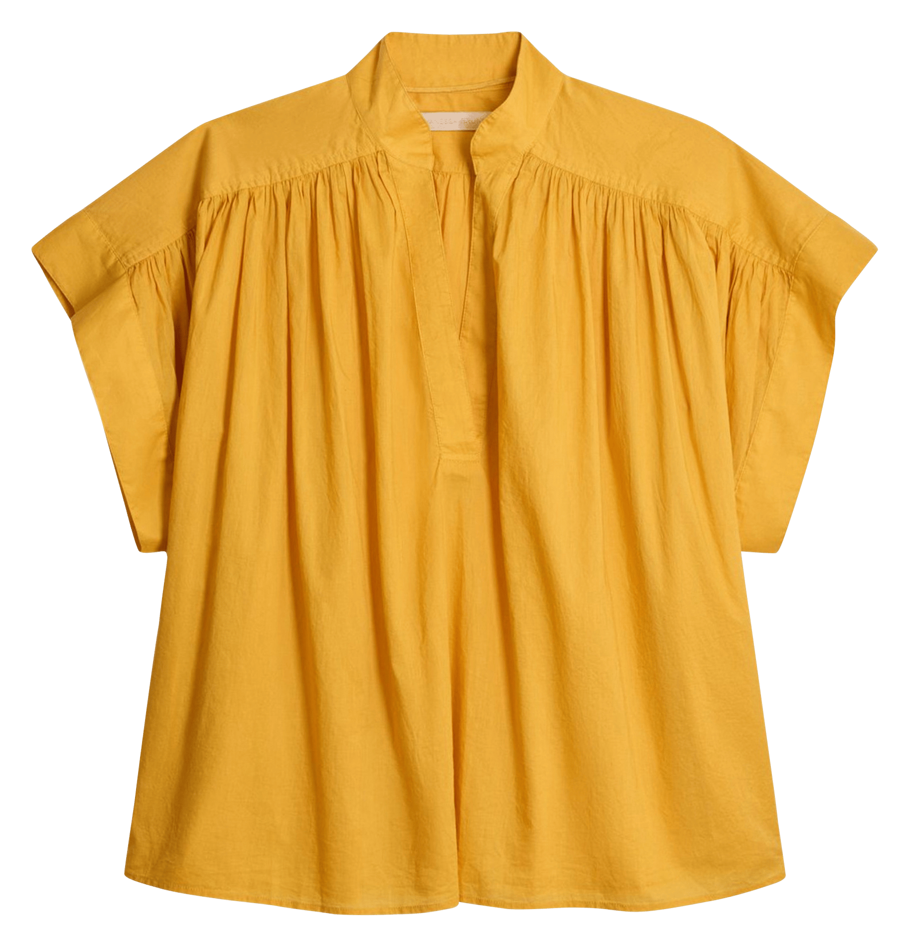 Blouse ample col V en coton Jaune