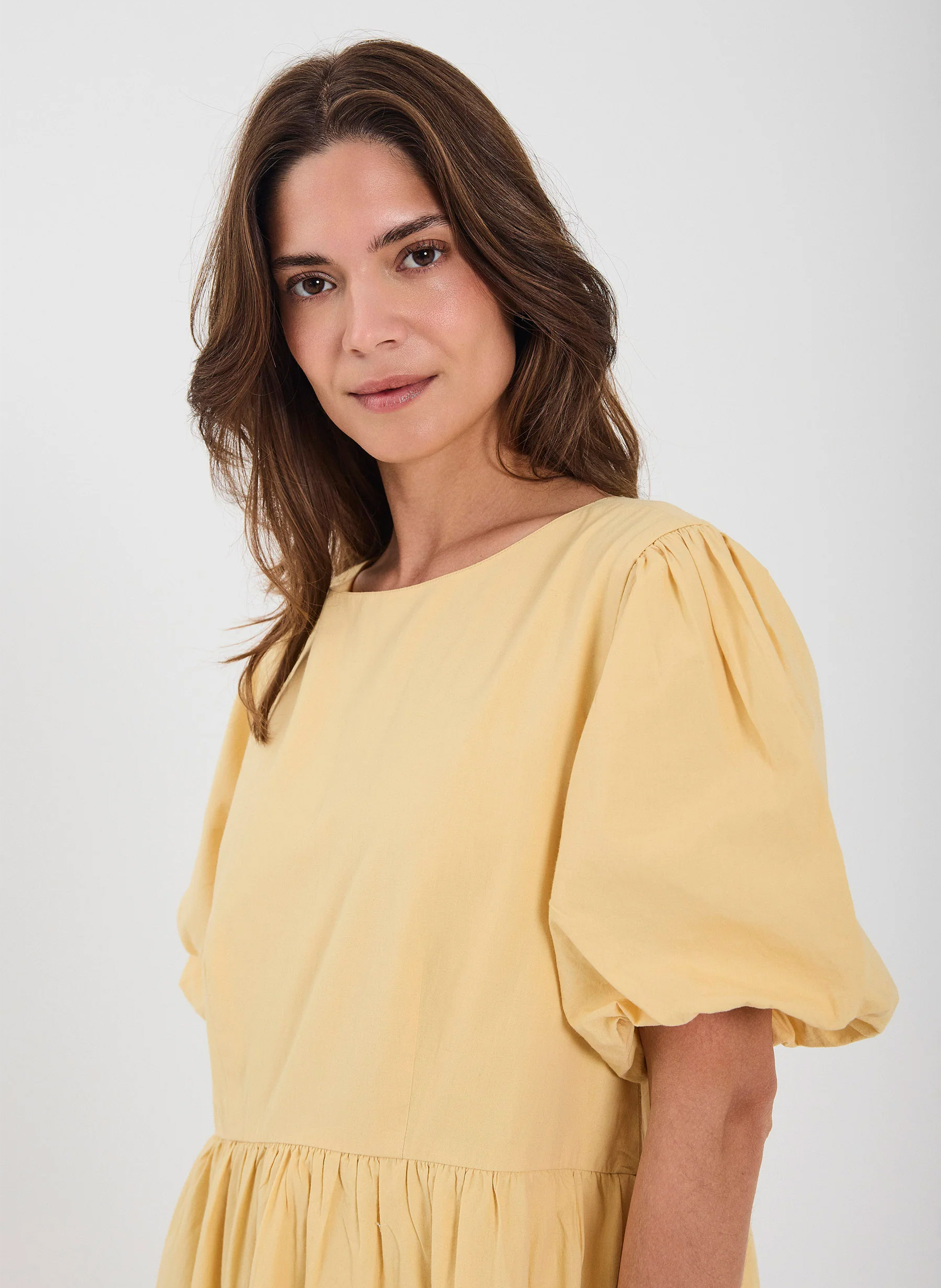 Long loose-fit cotton dress NORR Yellow