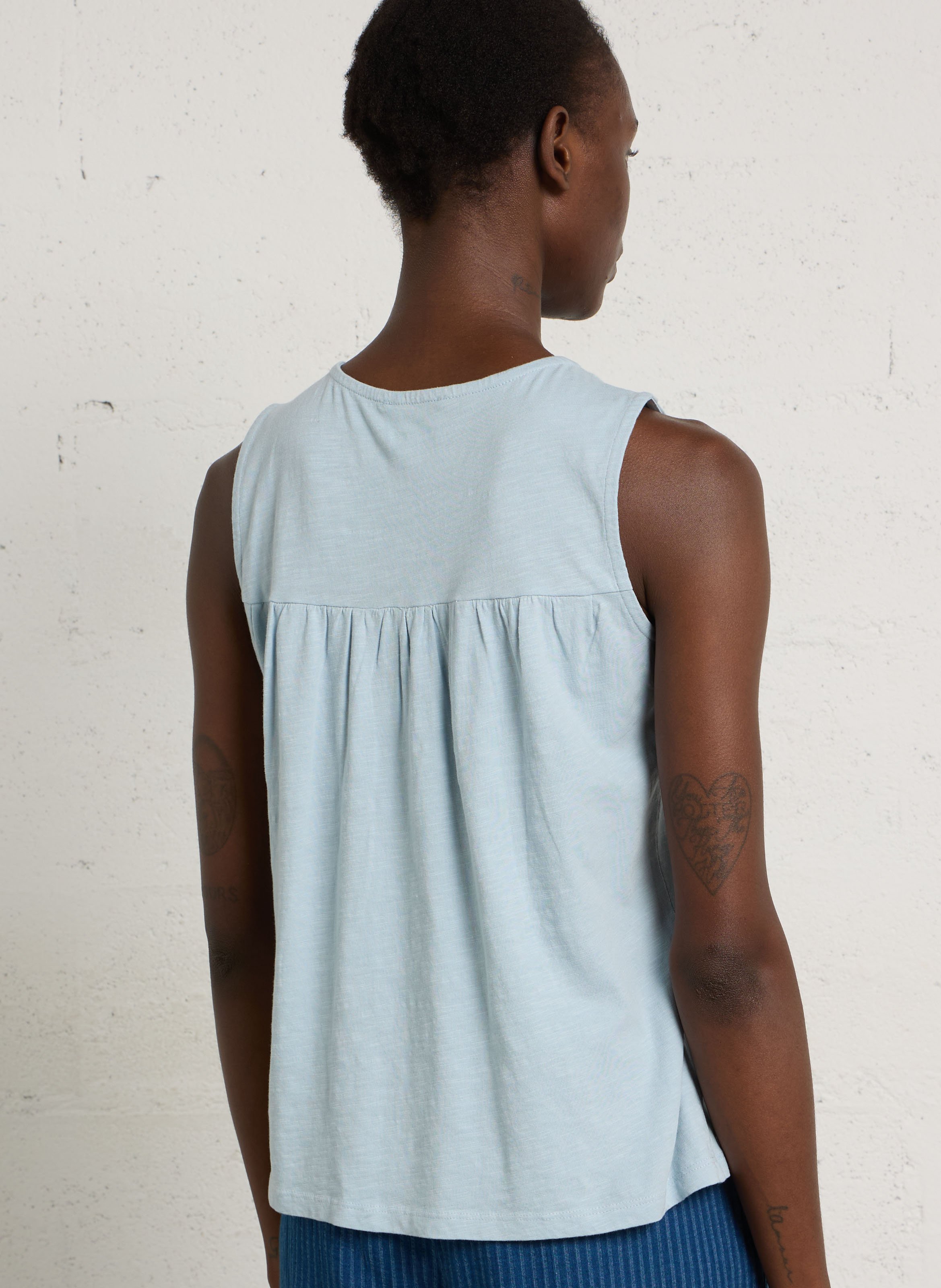 Katoenen blouse met ronde hals MAISON 123 Blauw