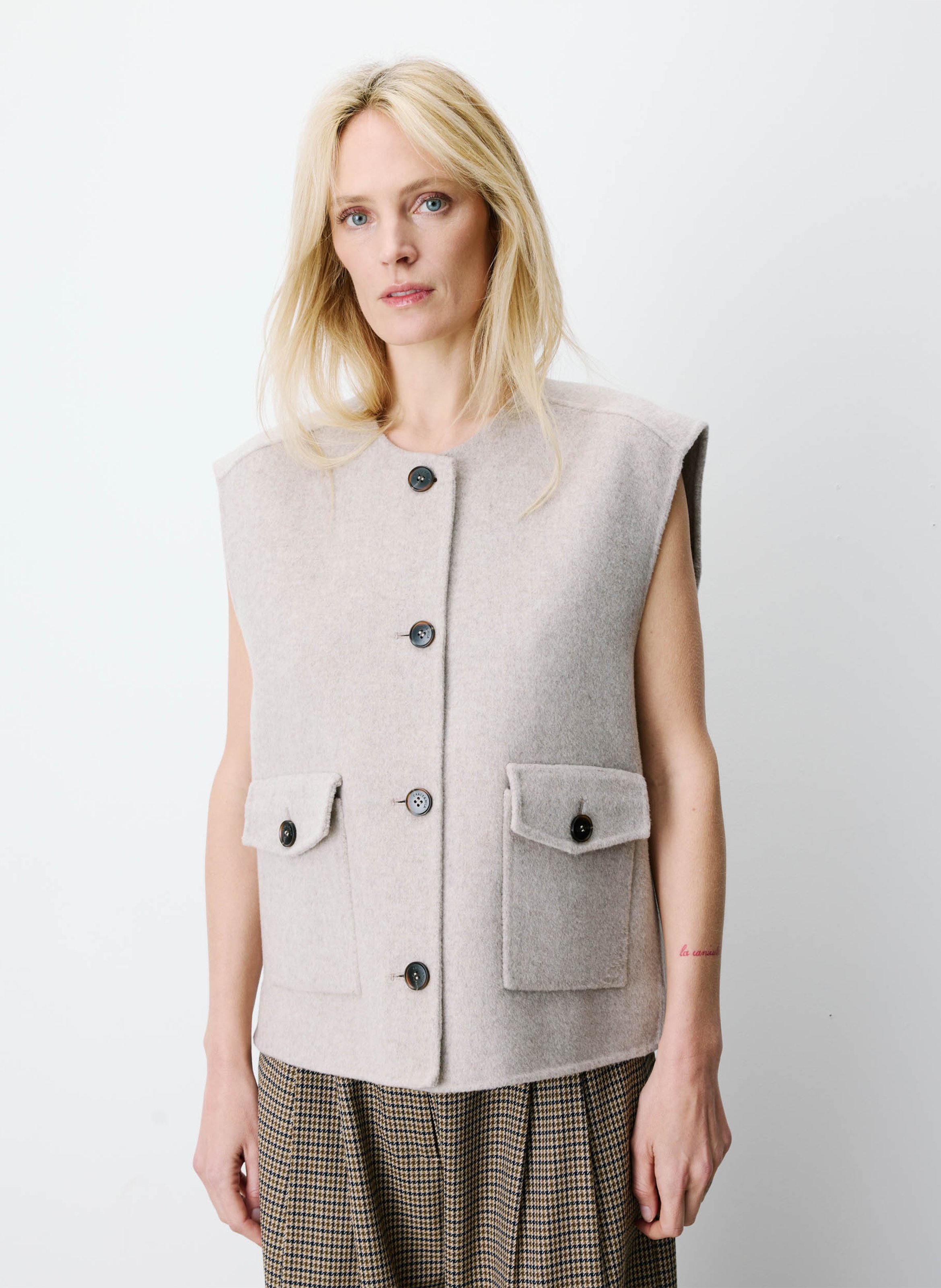 Veste sans manches ample en laine mélangée GRACE ET MILA
