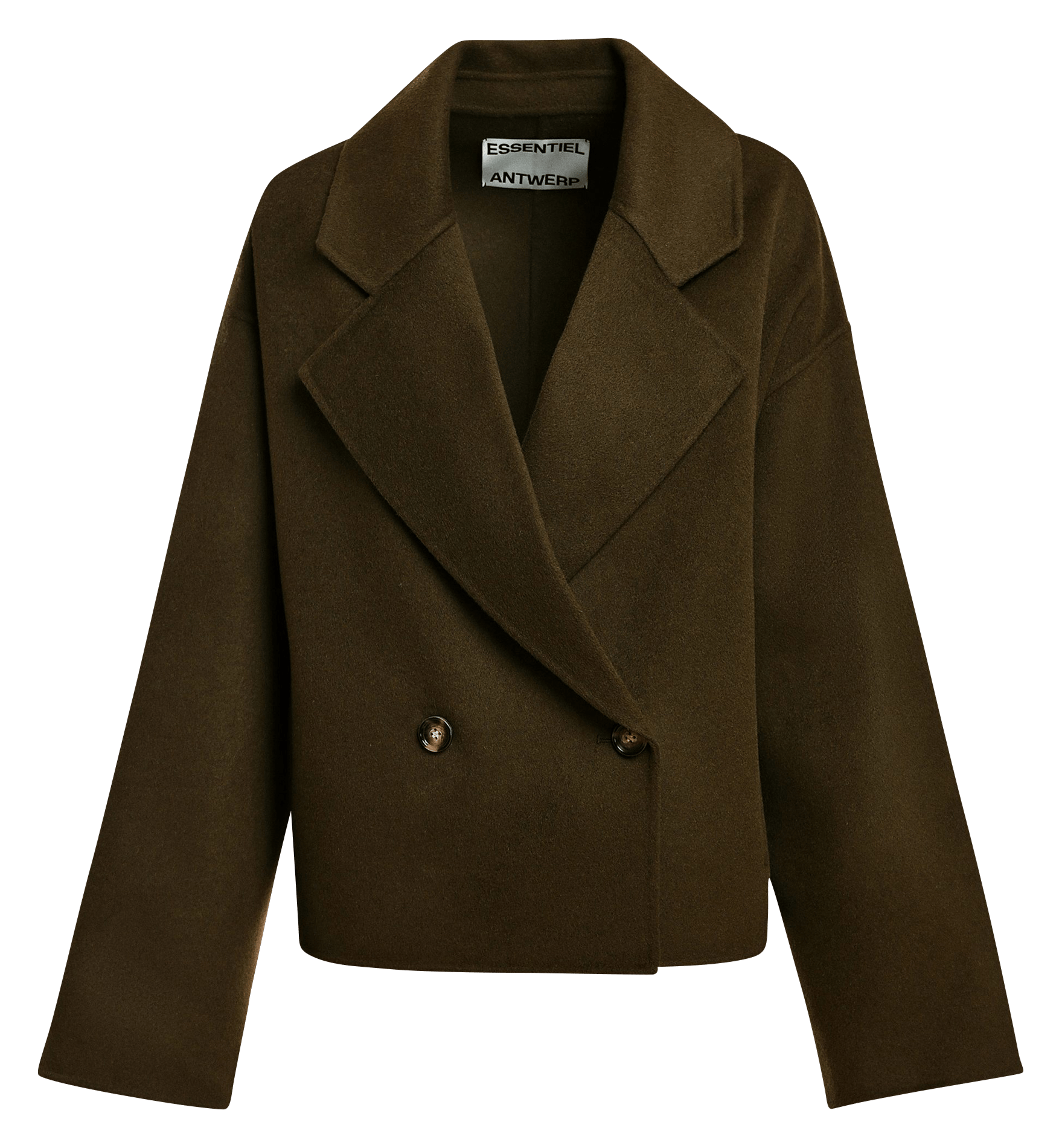 Gerade geschnittene Jacke mit doppelreihiger Knopfleiste aus Wollmischung ESSENTIEL ANTWERP Grun