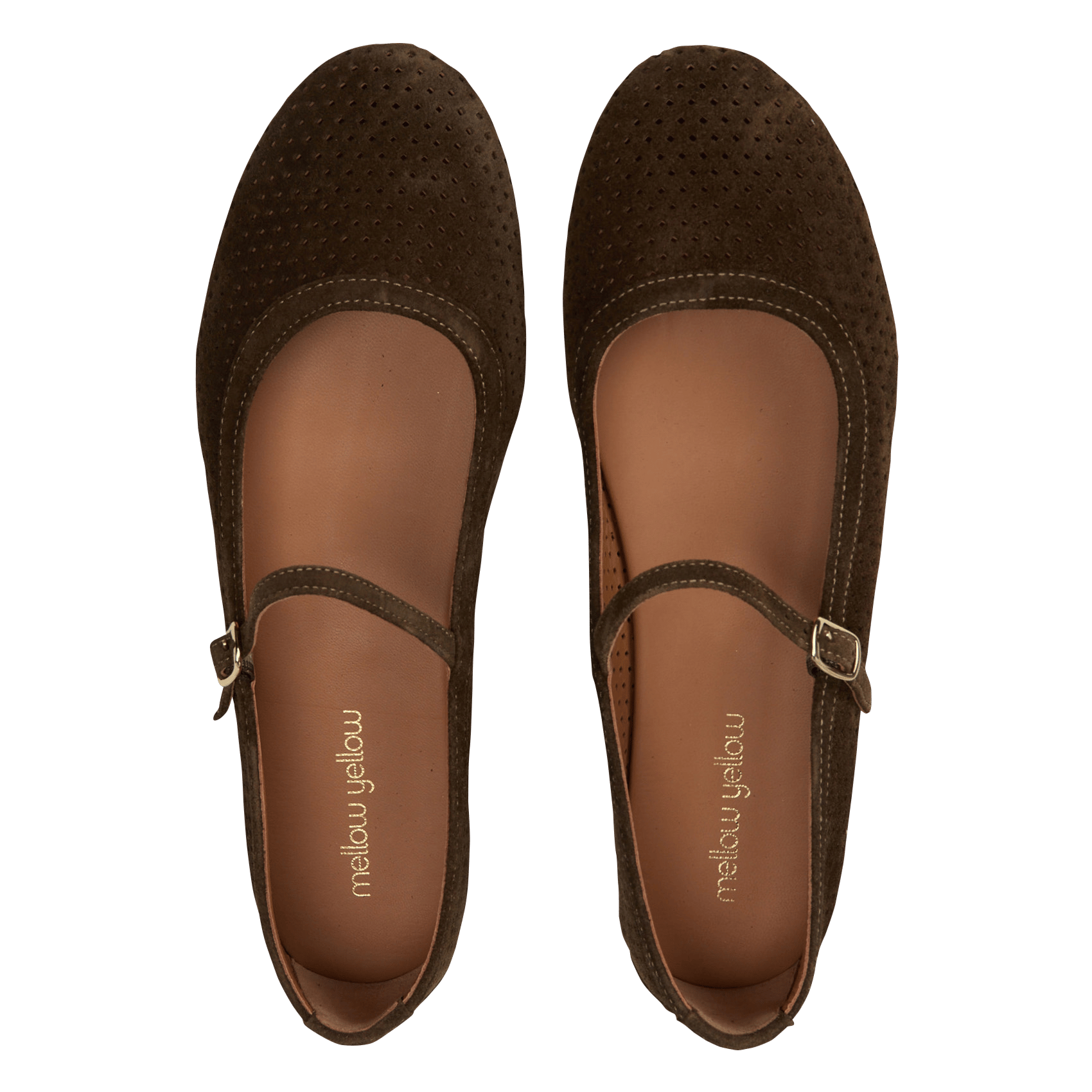 Openwork leather ballet pumps | Khaki MELLOW YELLOW Women