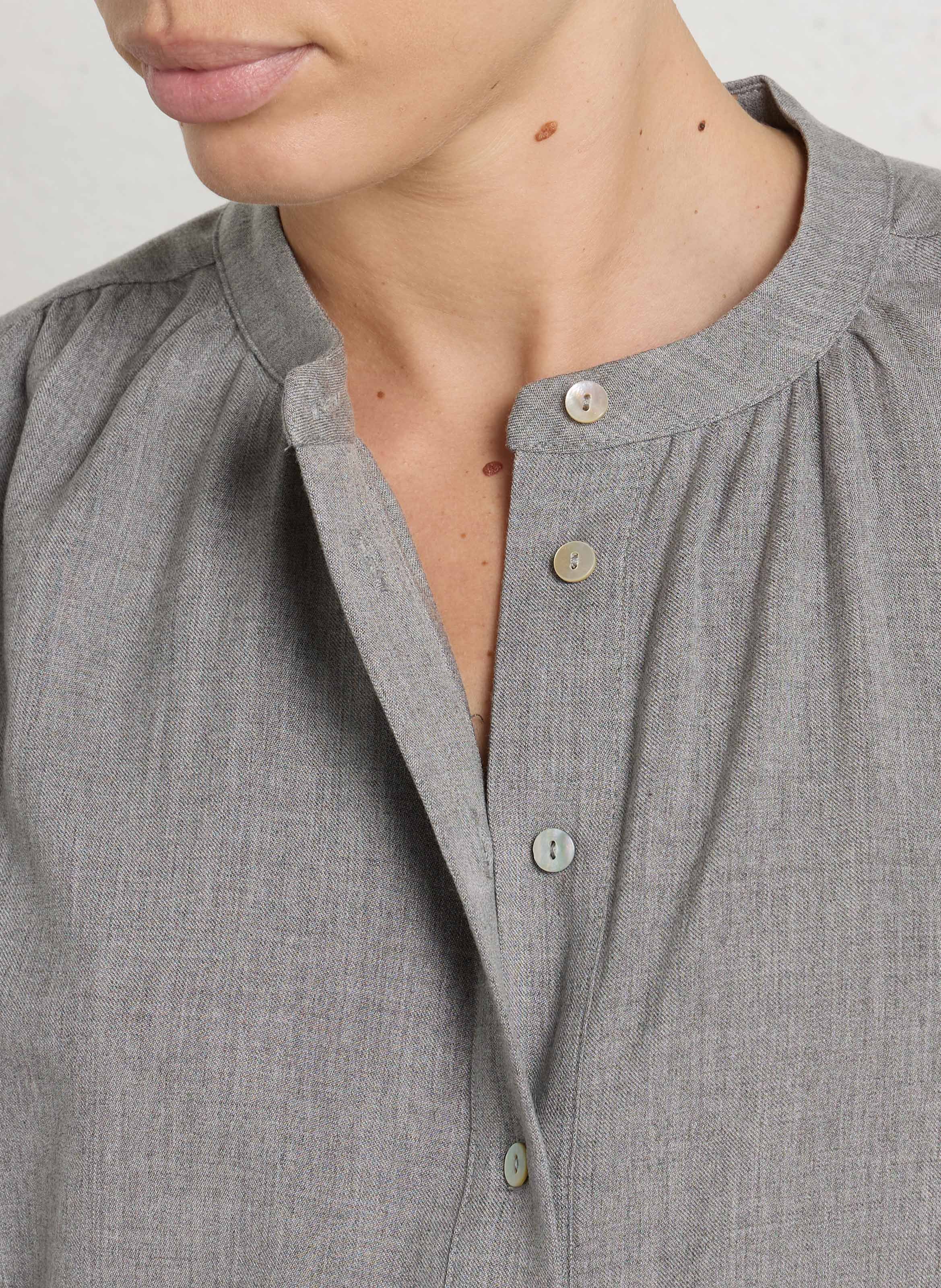 Mao collar blouse in lyocell and cotton JC SOPHIE Grey