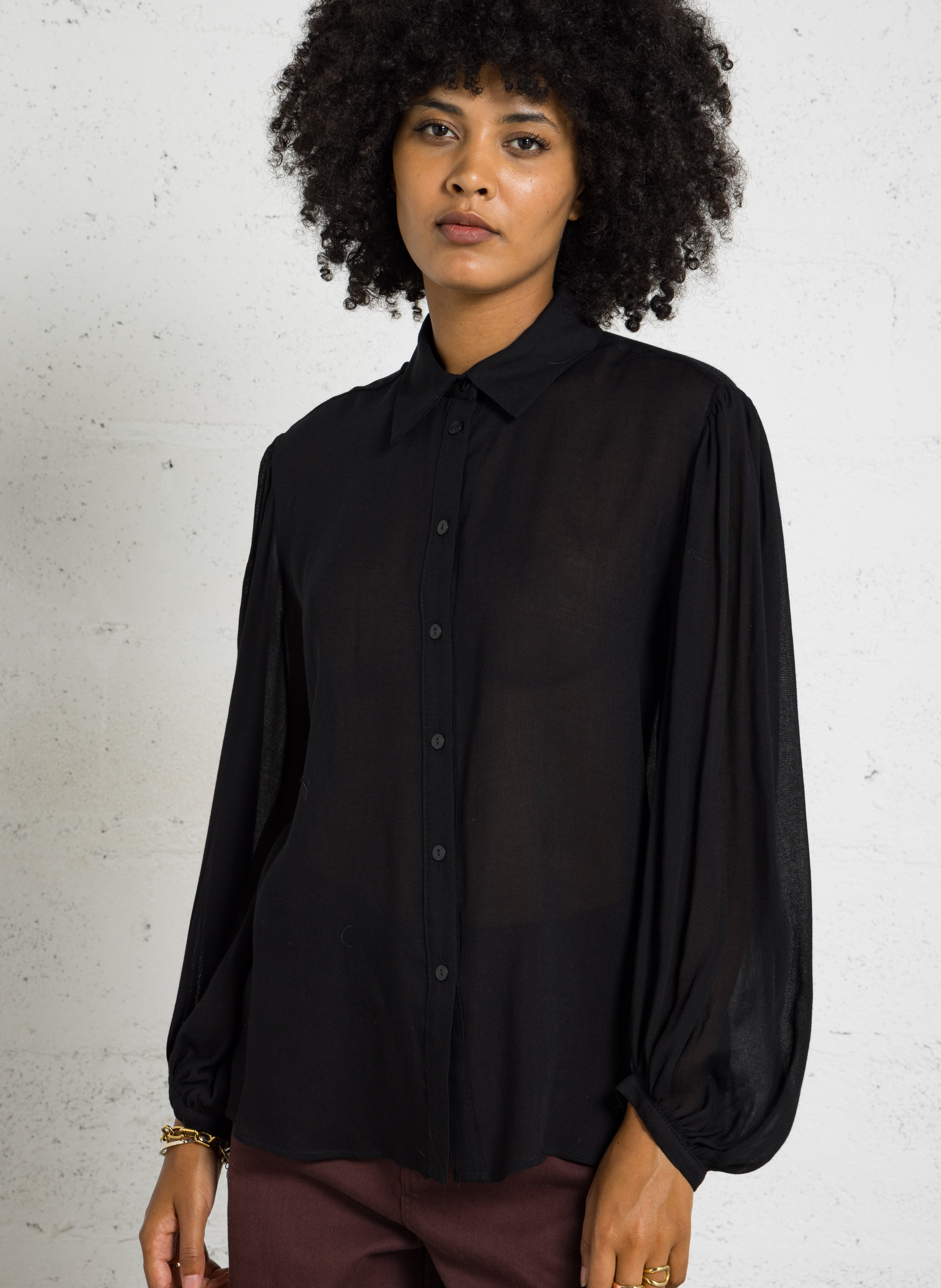 Chemise manches longues PLEASE Noir