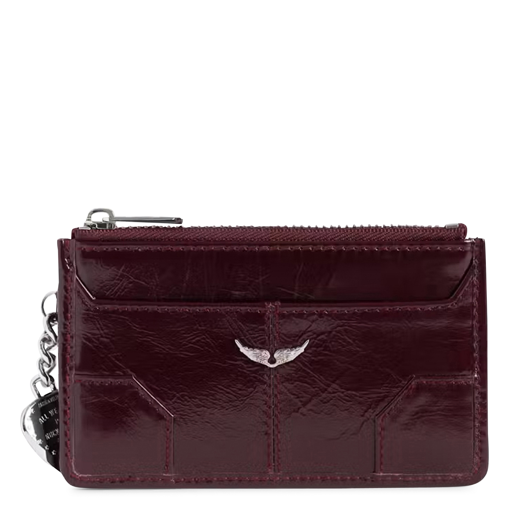 Porte-cartes avec charms en cuir vernis ZADIG&VOLTAIRE Violet