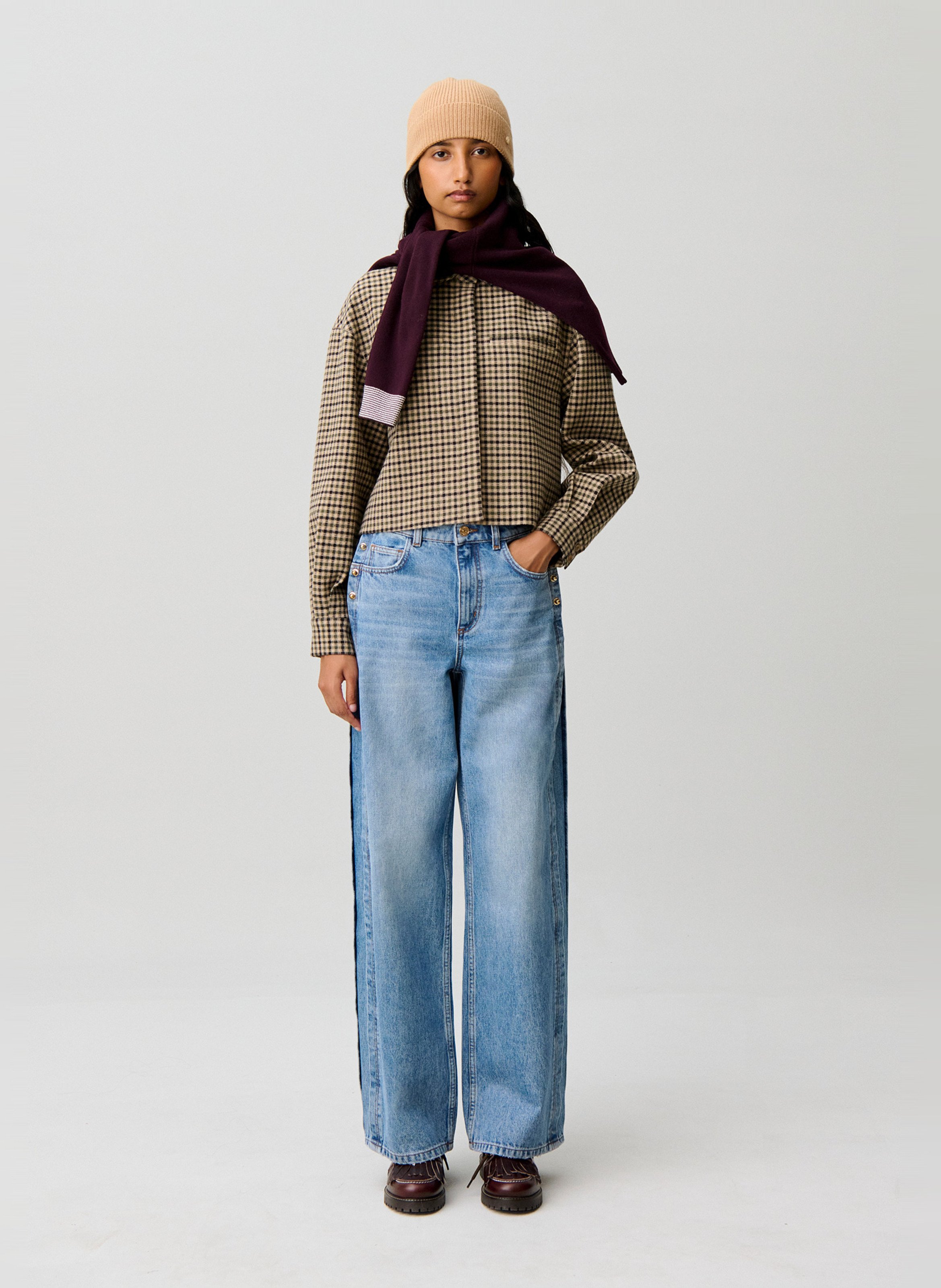 veste courte à carreaux en laine mélangée CLAUDIE PIERLOT Multicolore