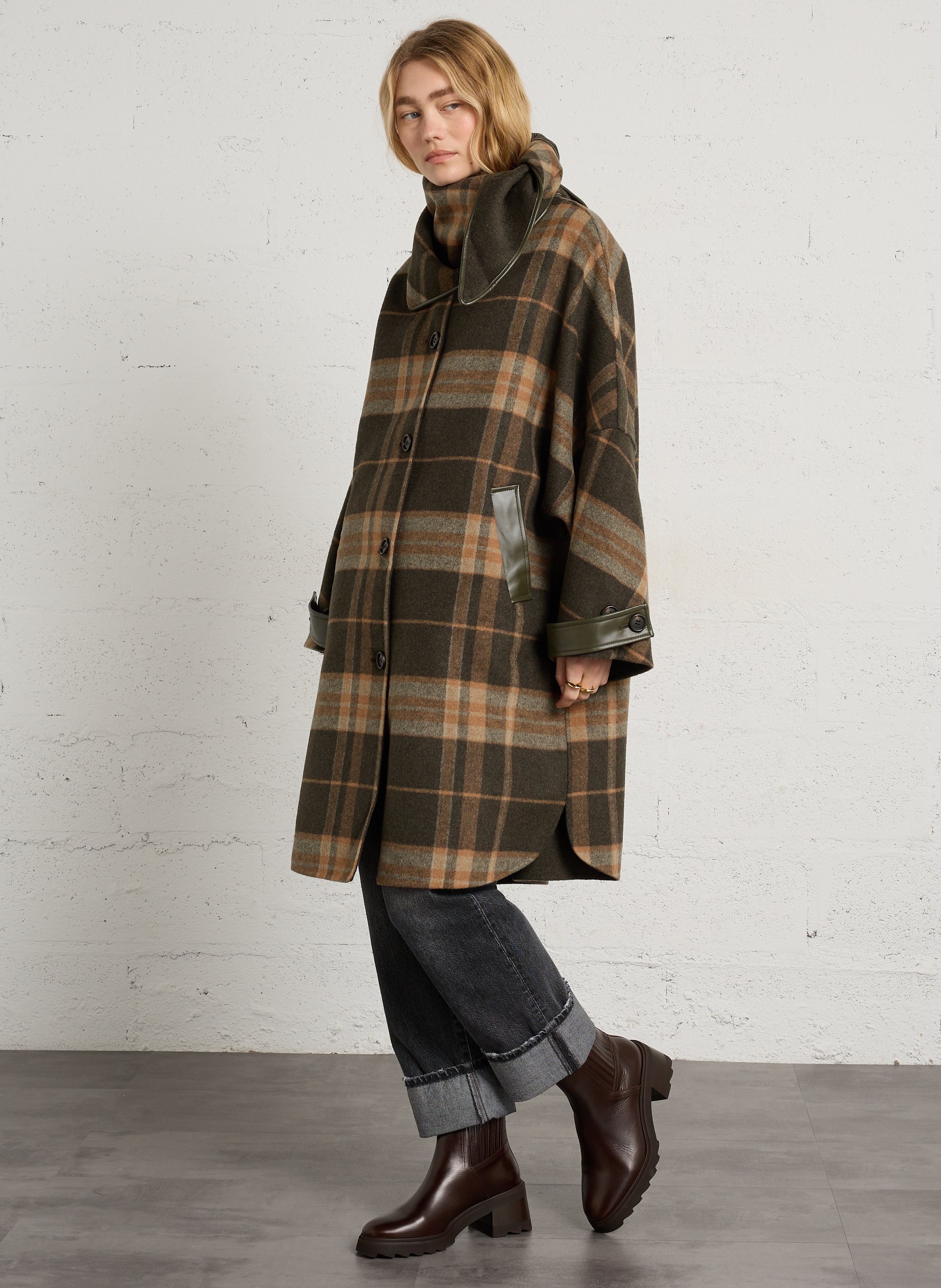 Manteau oversize en laine mélangée BERENICE Kaki
