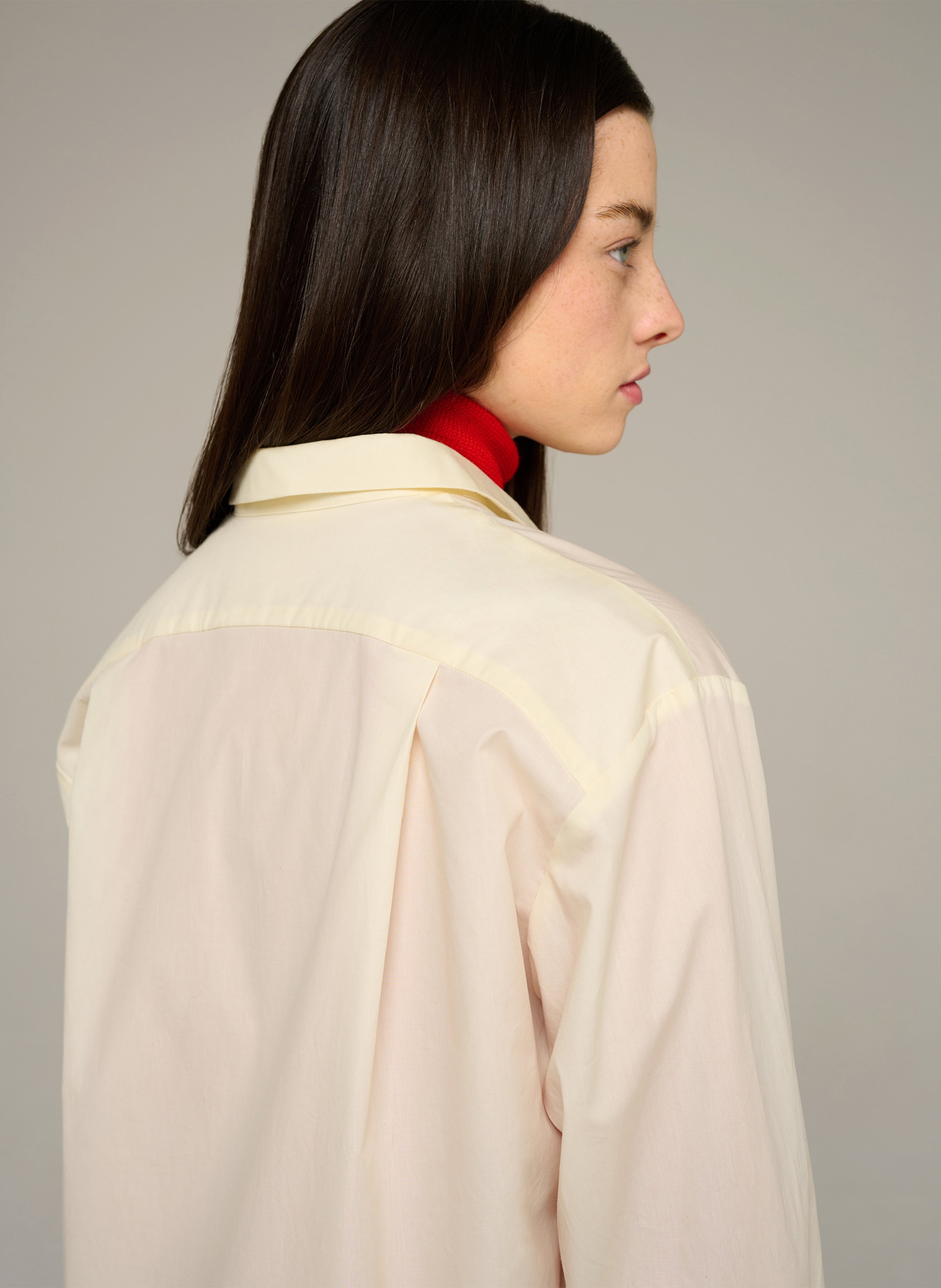 Blouse van biokatoen met klassieke kraag COTELAC ACOTE Beige