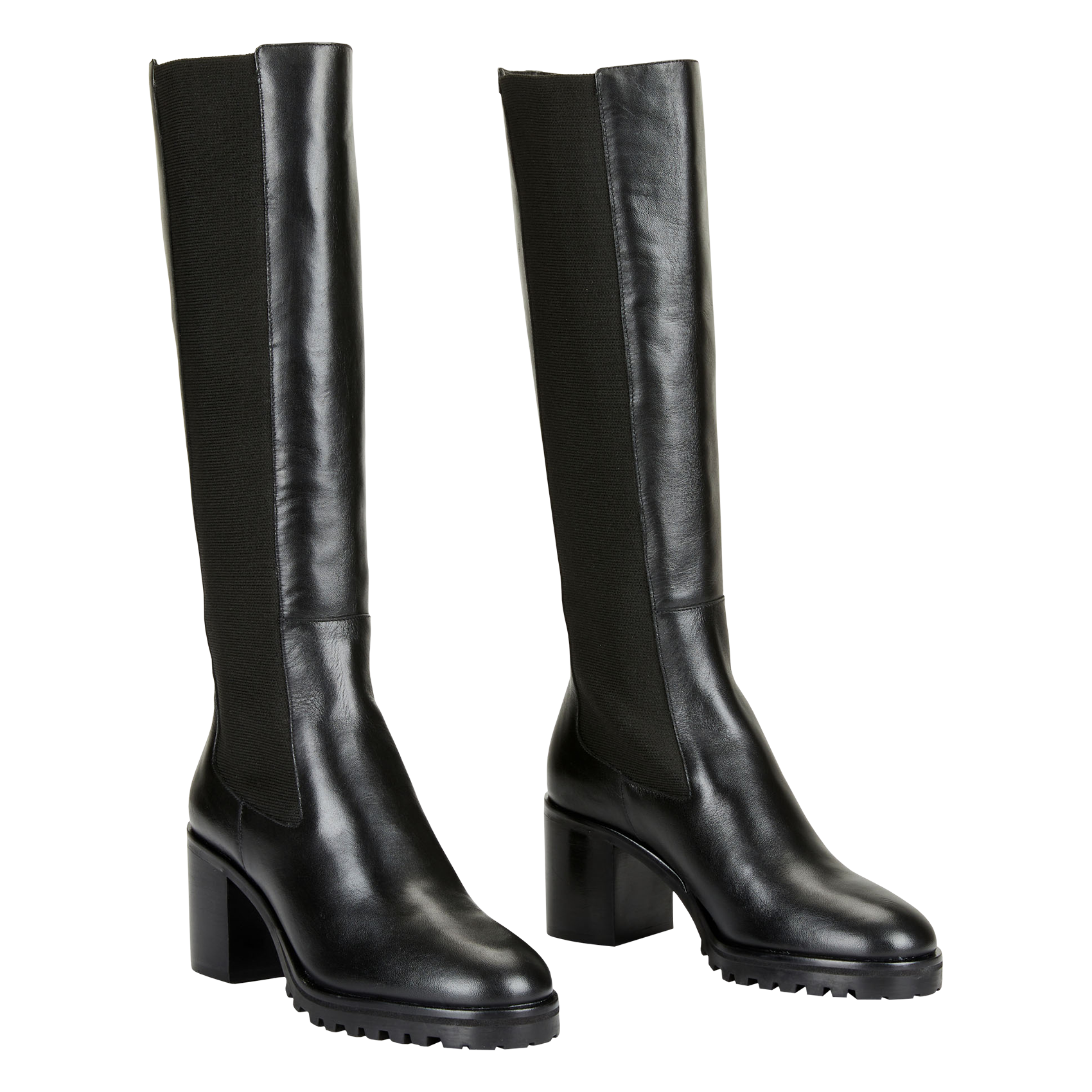 Bottes à talon en cuir lisse COSMOPARIS Noir