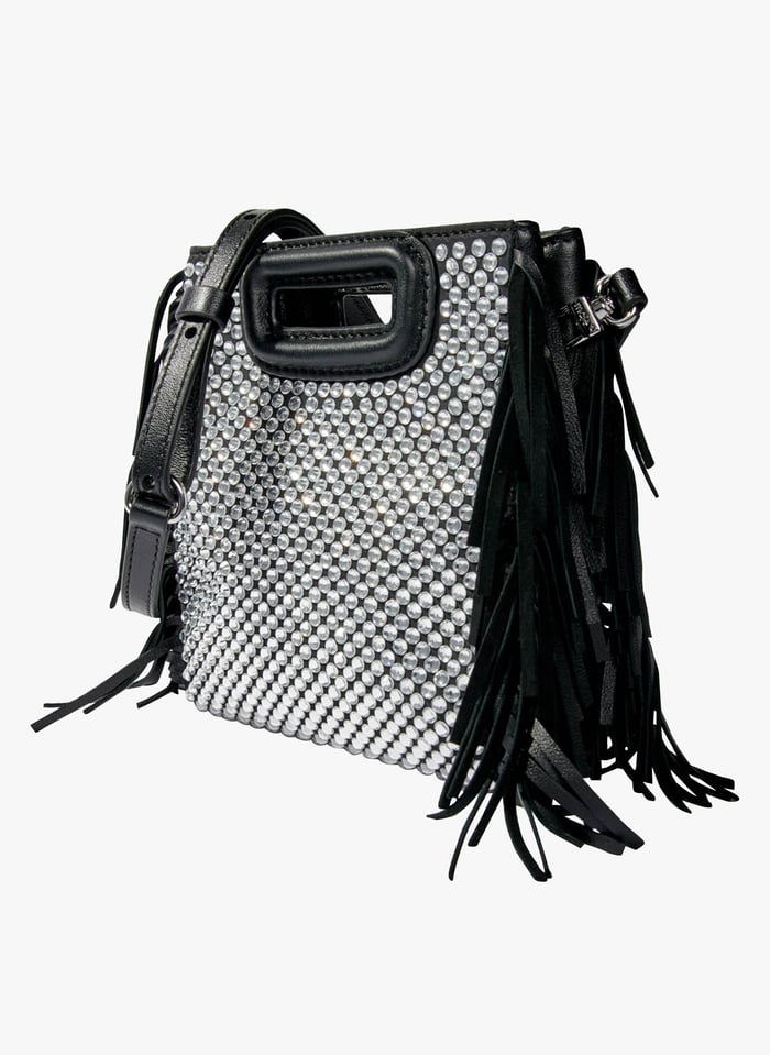 Sac Main Franges En Cuir Noir Maje Femme Place des Tendances