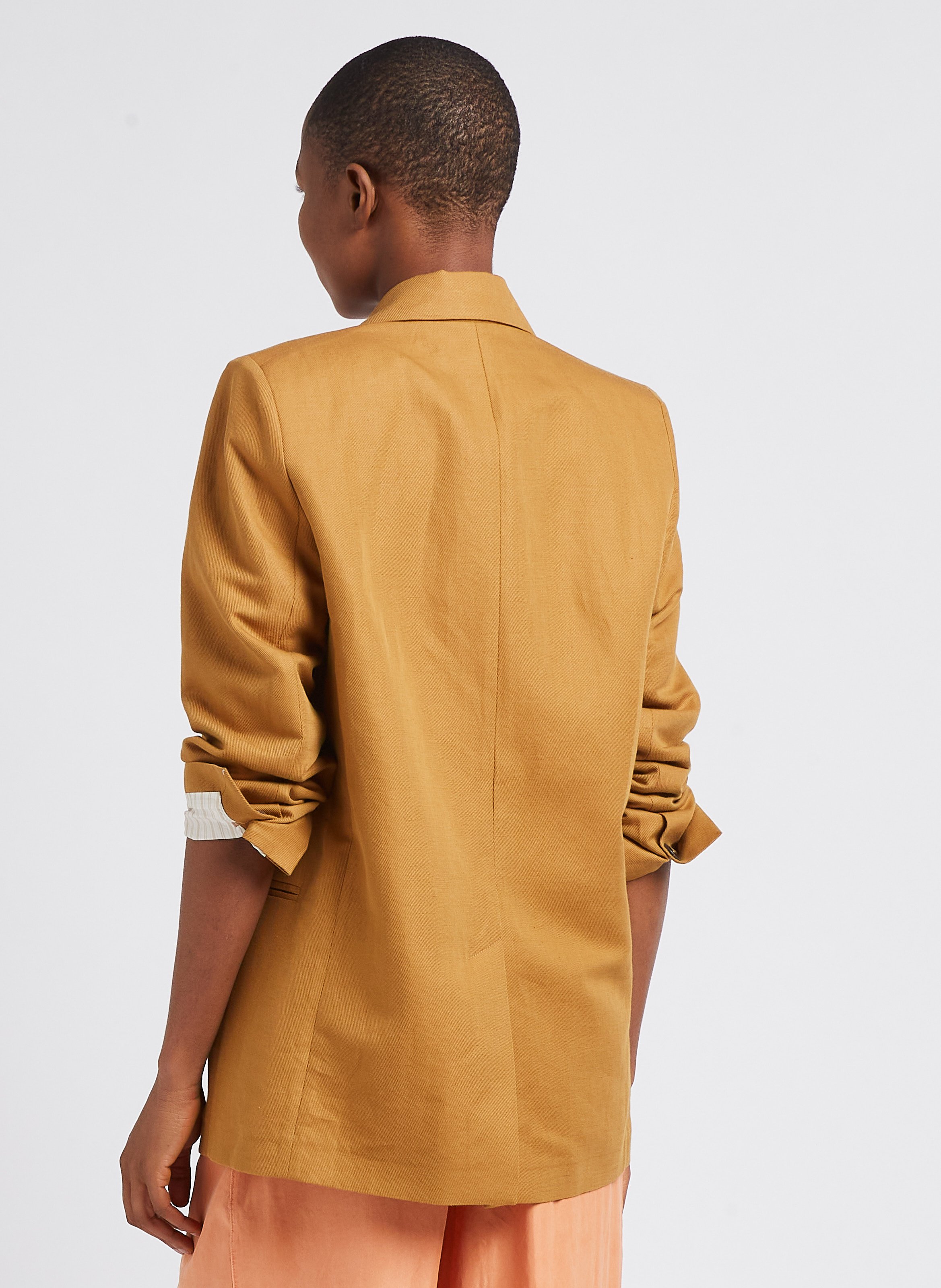 Recht jasje met reverskraag - linnen/katoenblend POMANDERE Bruin