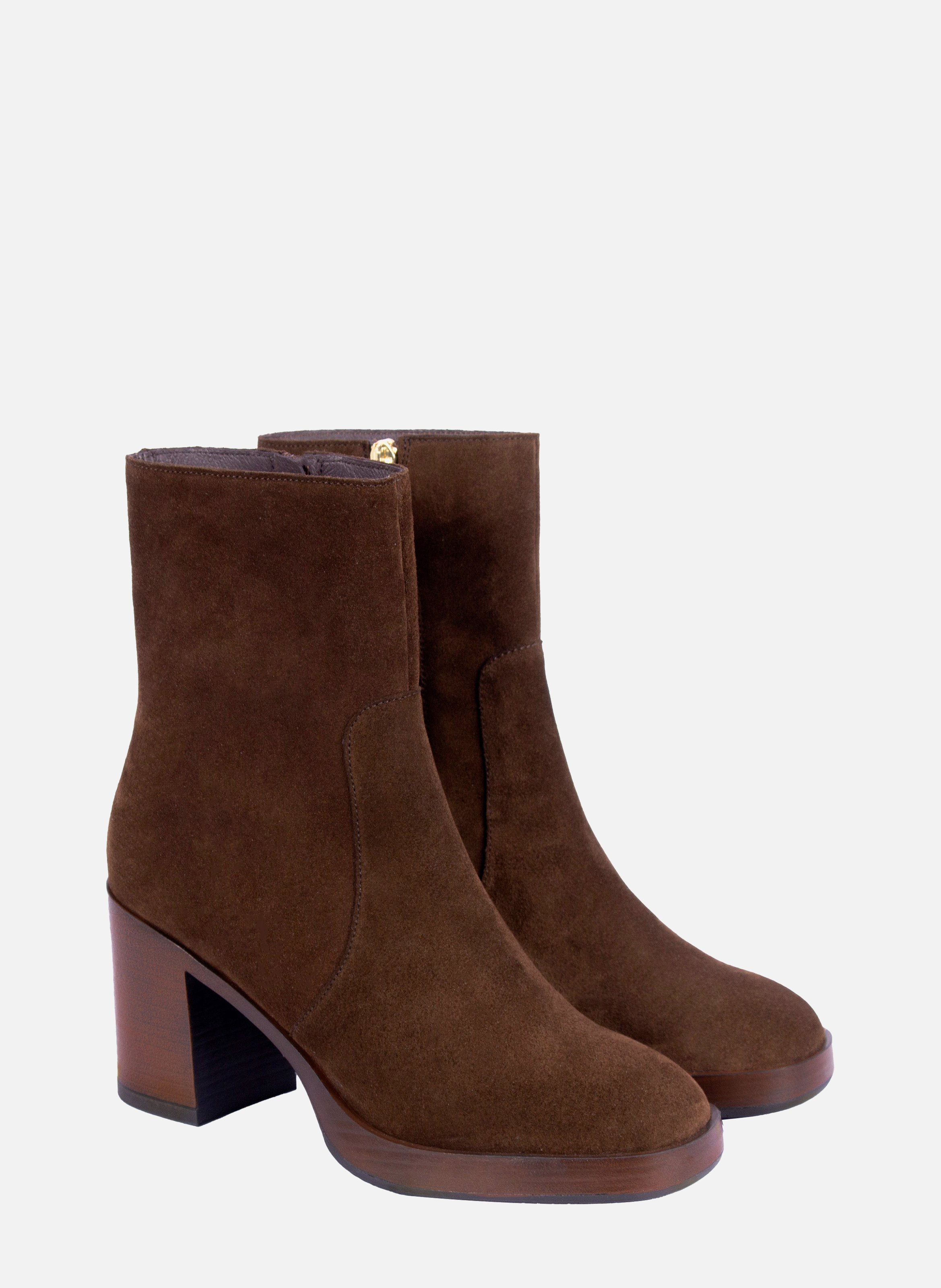 Suede leather platform ankle boots JULES & JENN Brown