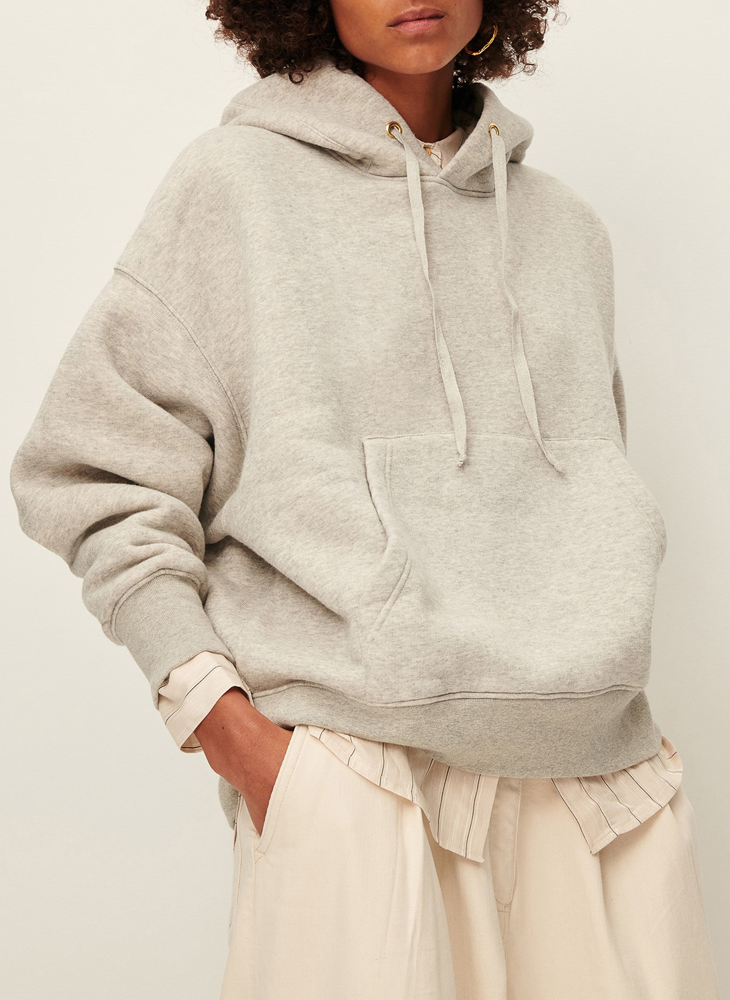 Sweat oversize à capuche en coton SESSUN Gris