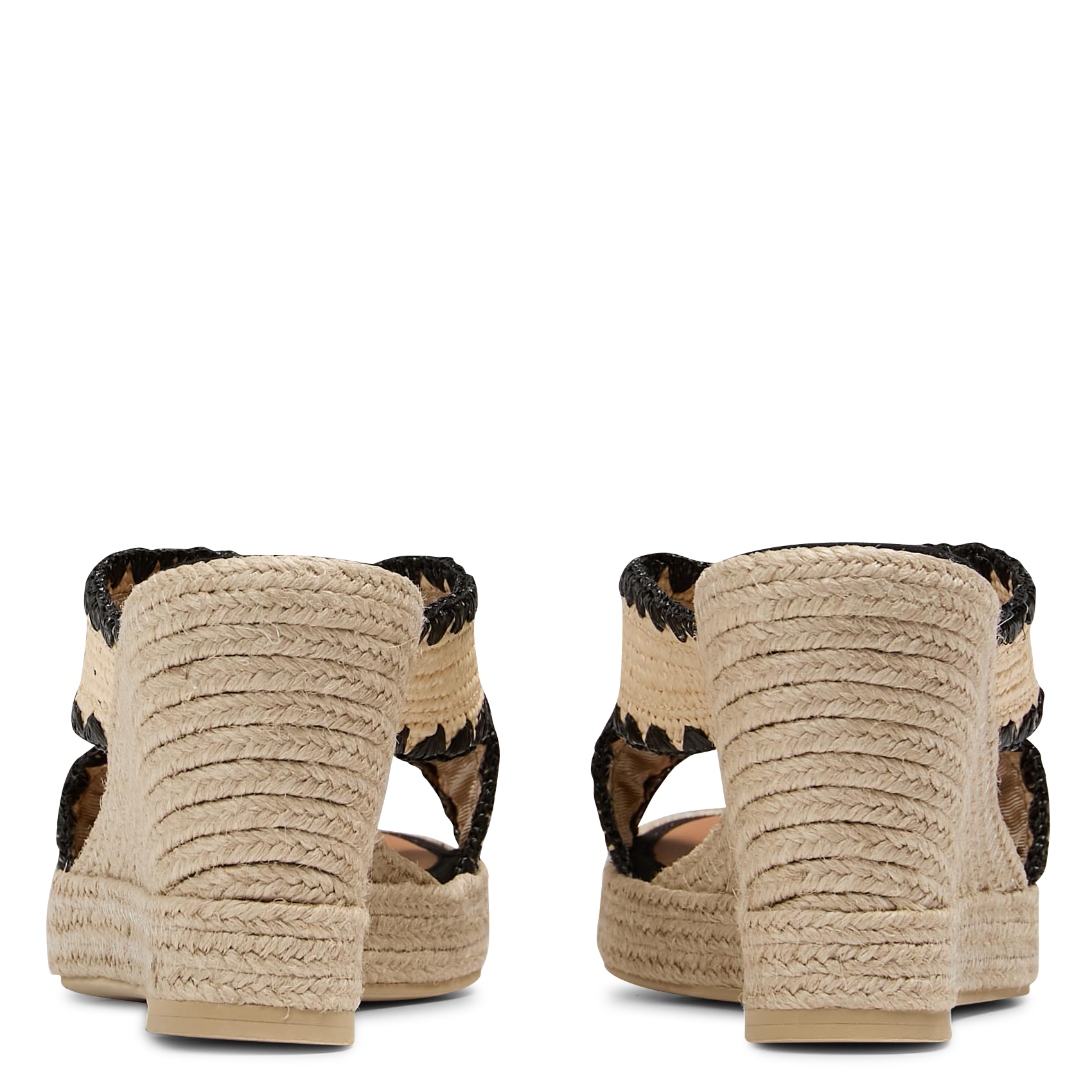 Mules compensées à larges brides raphia MON SOULIER Beige