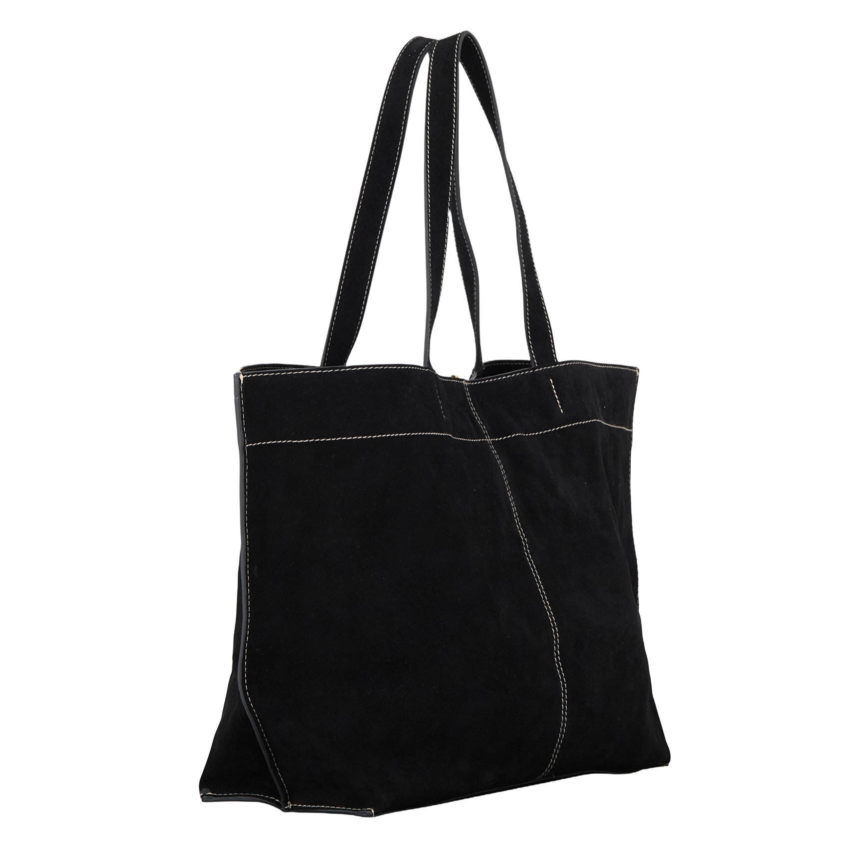 Cabas surpiqué en cuir suédé BECKSONDERGAARD Noir