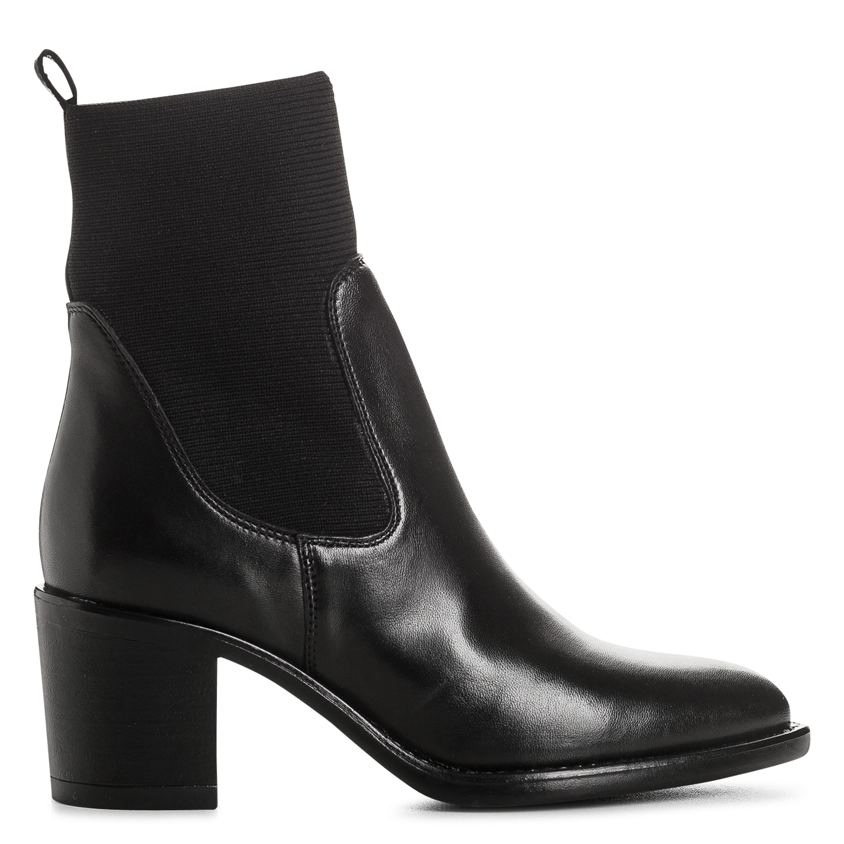 Effen leren enkellaarzen met textuur REQINS Zwart