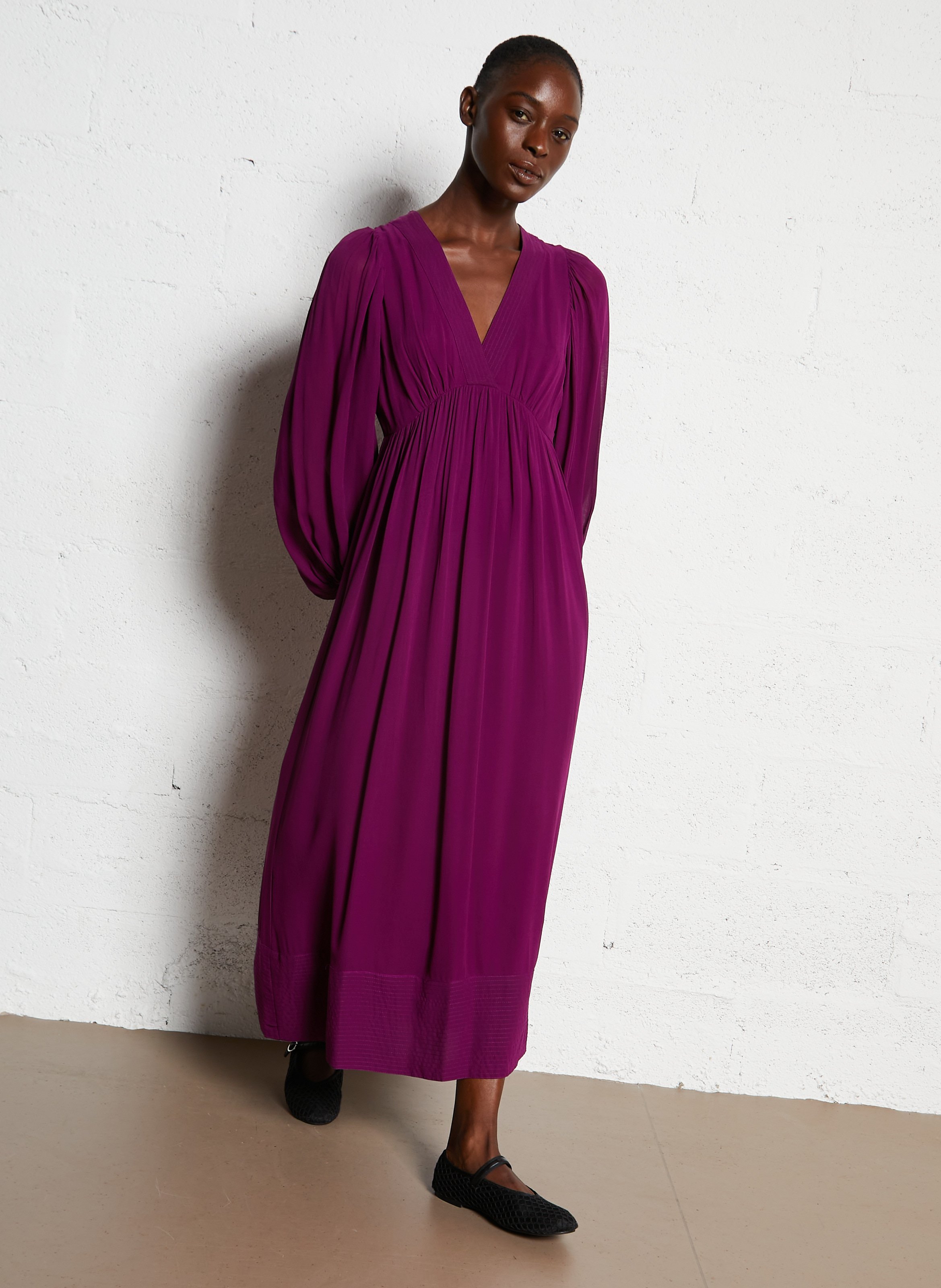 Robe midi col V MAISON 123 Purple