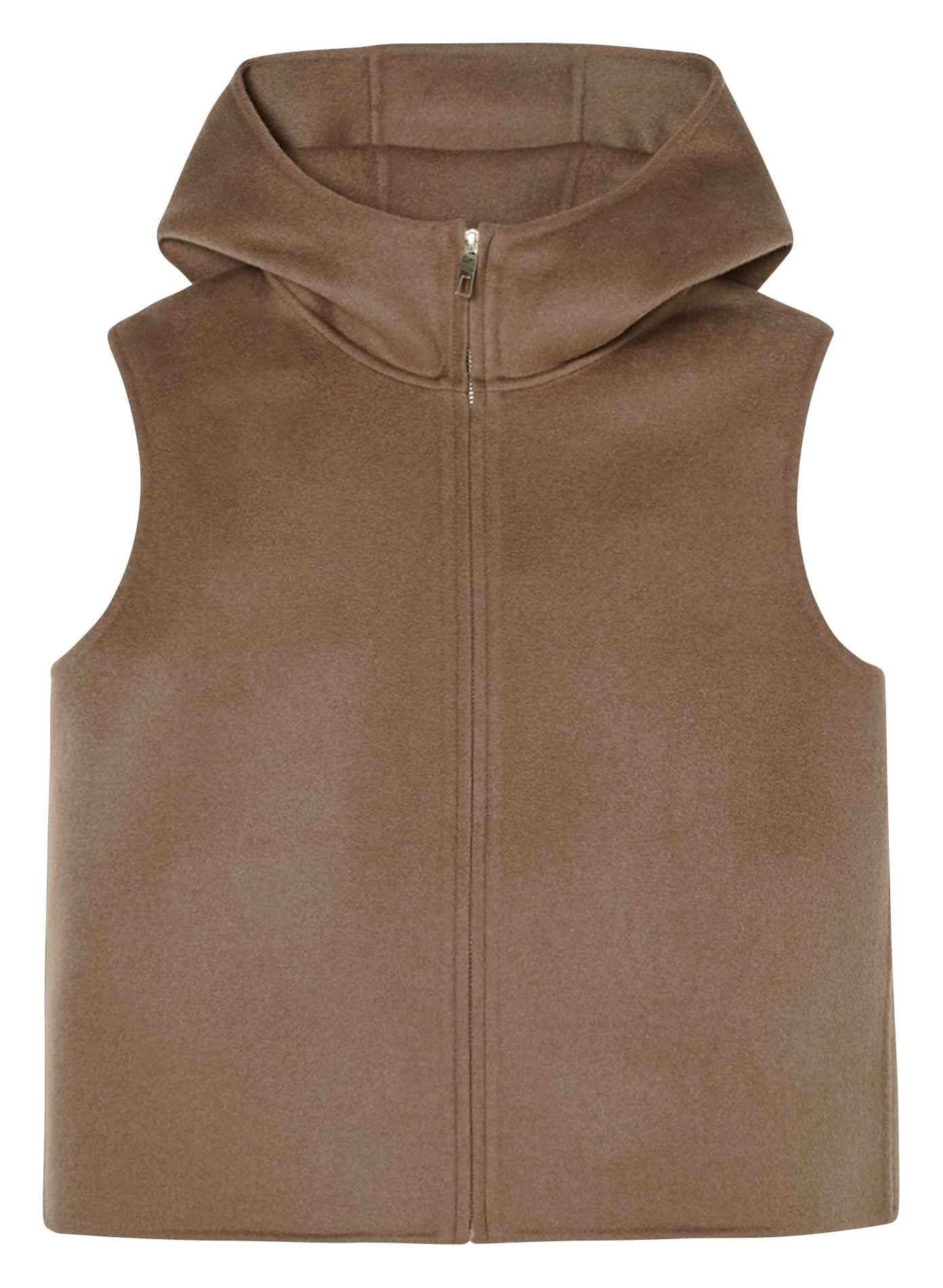Straight hooded wool blend vest ZAPA Brown
