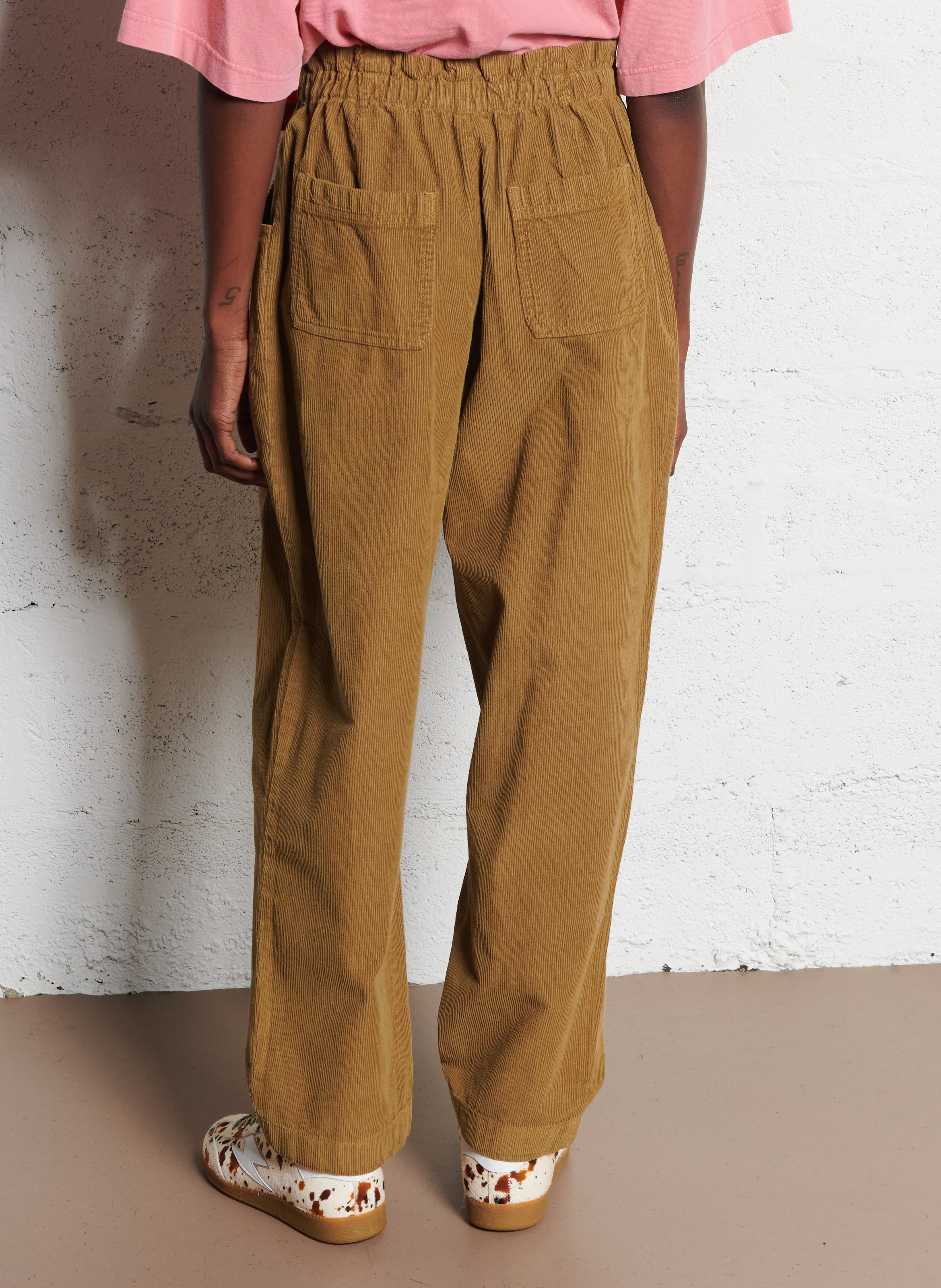 Broek met rechte pijpen van velours BELLEROSE Beige