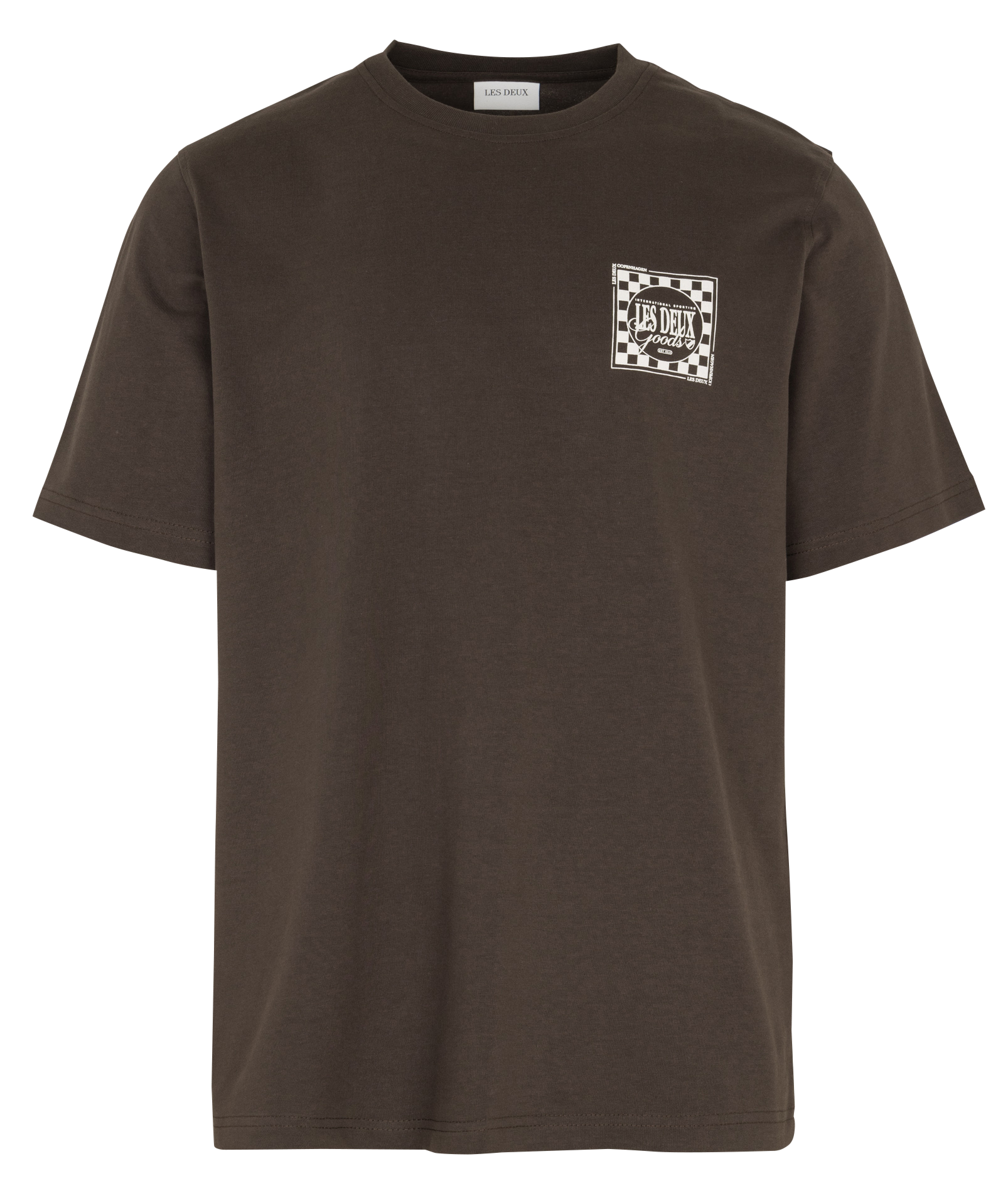 Tee-shirt droit col rond sérigraphié en coton bio LES DEUX Marron