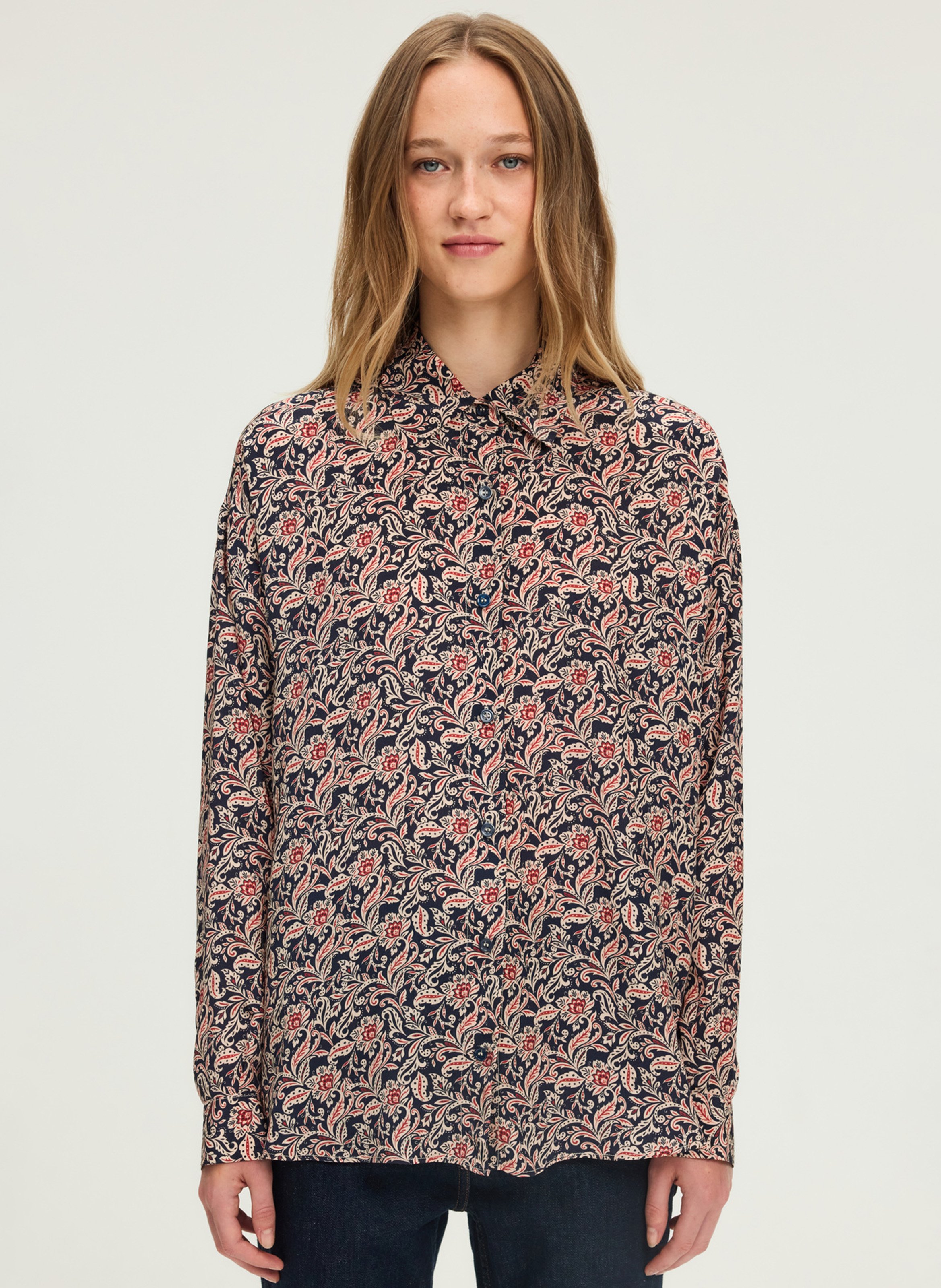 Chemise oversize col classique imprimée PABLO Bleu