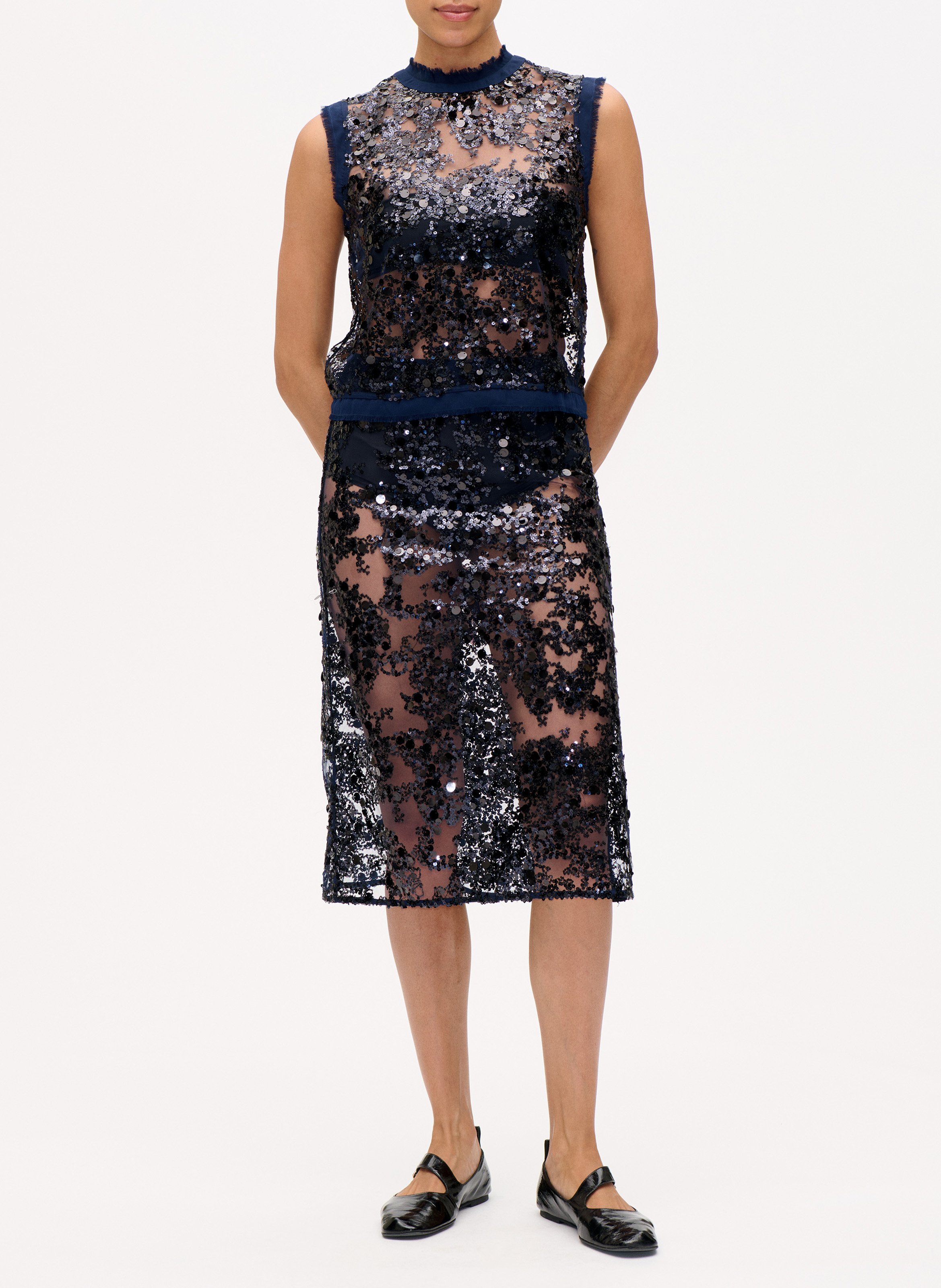 Embroidered round neck top BAUM UND PFERDGARTEN Blue