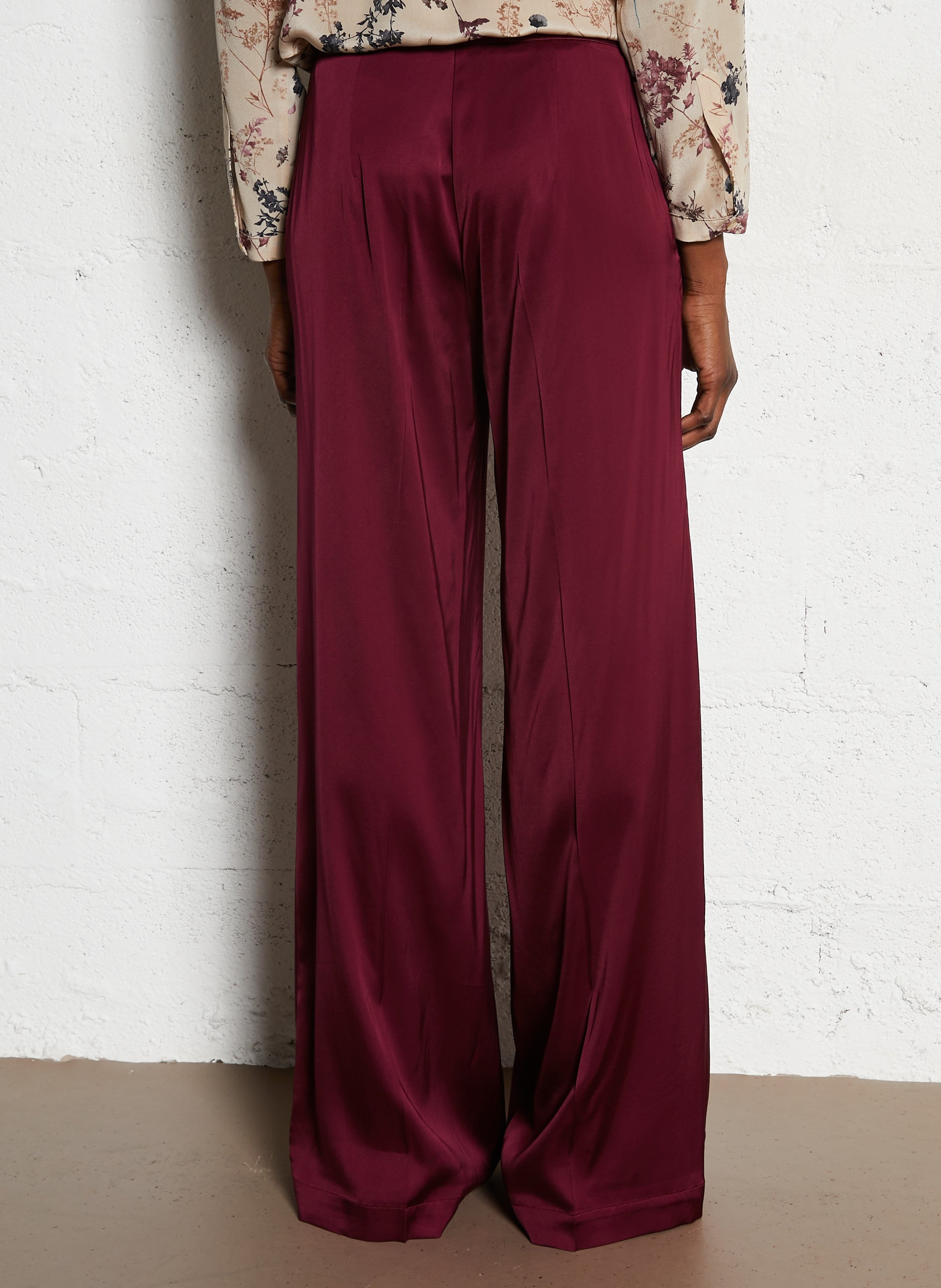 Pantalon large en satin MOMONI Rouge