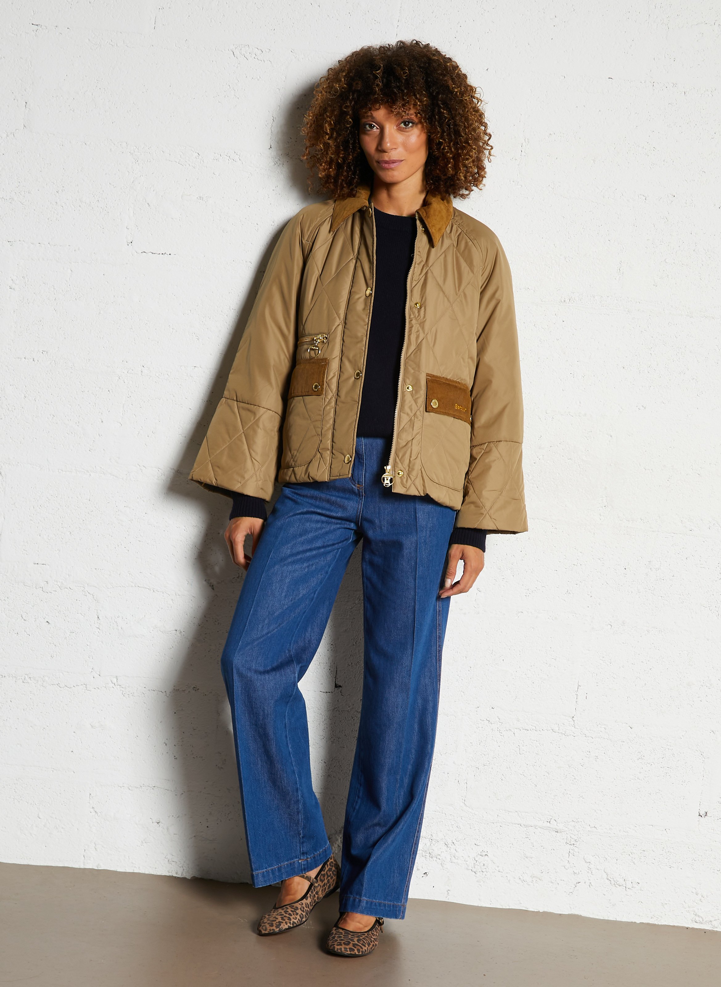 Veste col classique en velours côtelé BARBOUR Beige